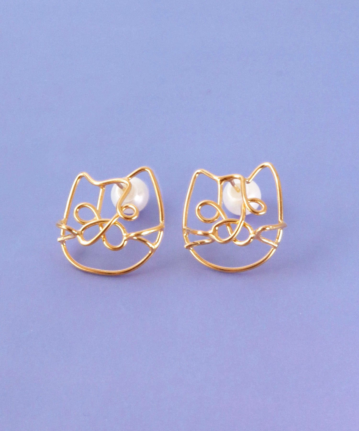 【限定販売】SV925ラクガキキャットピアス ゴールド