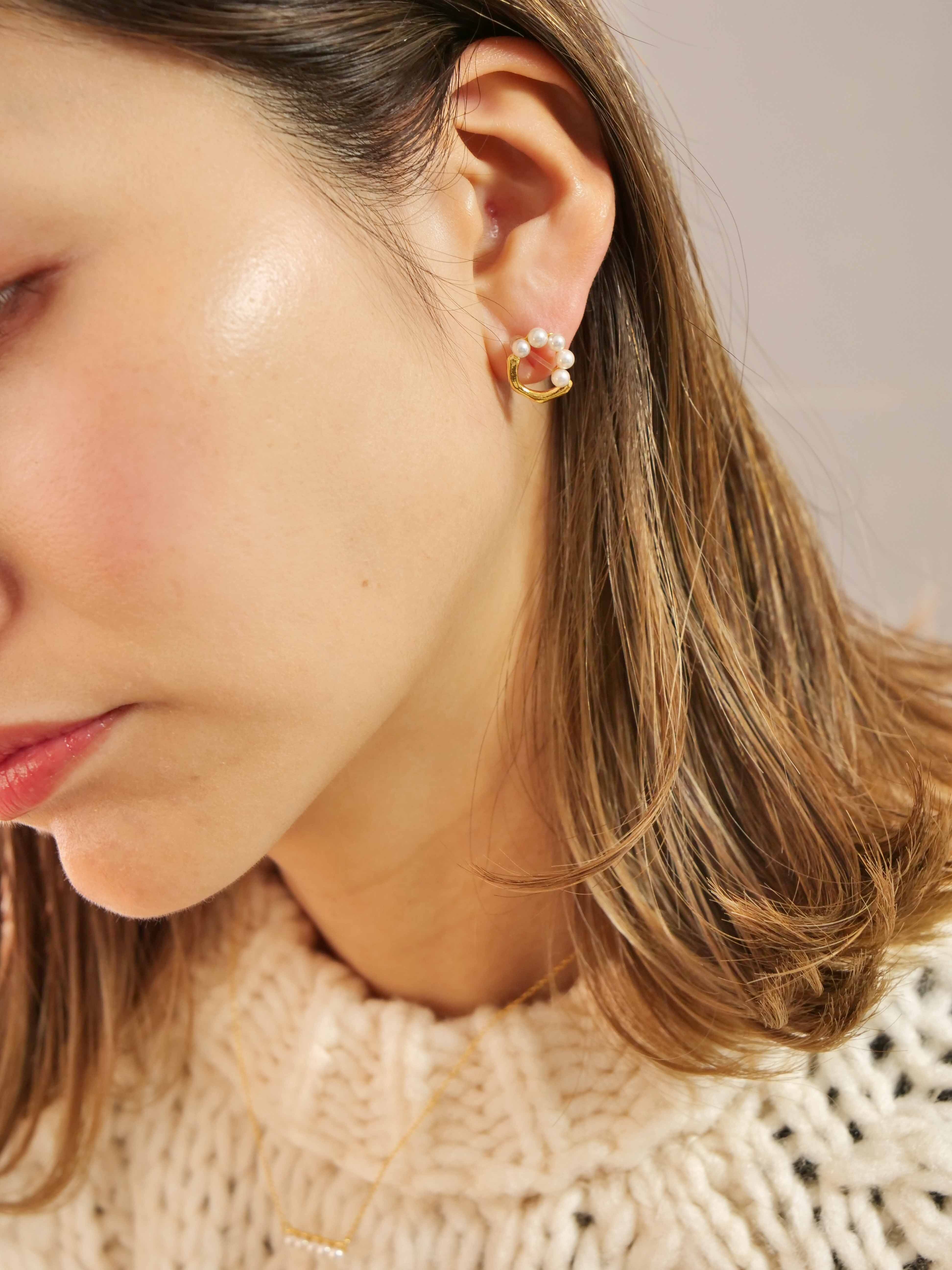 Onendo 珍珠戒指耳环