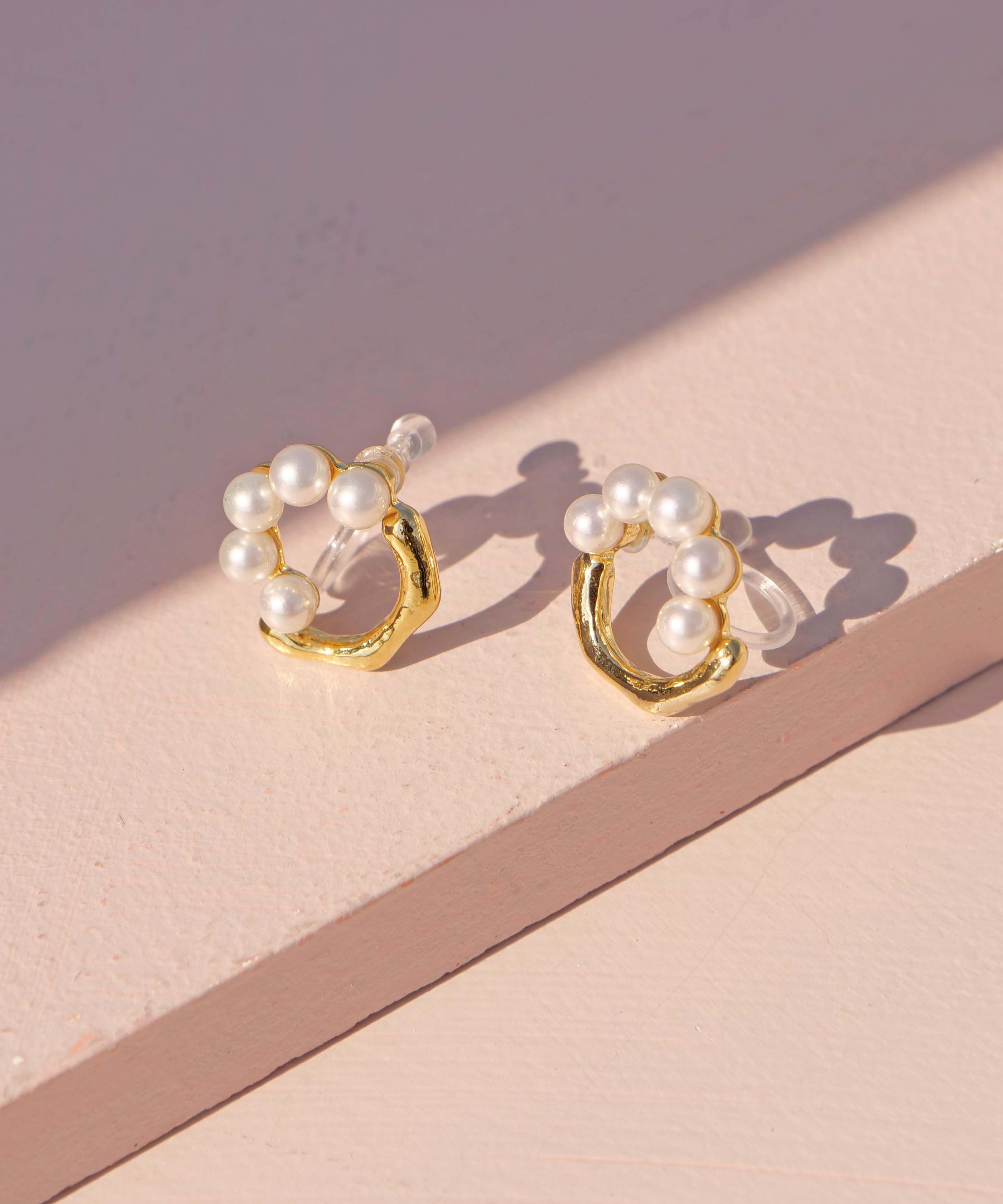 Clay pearl ring earrings