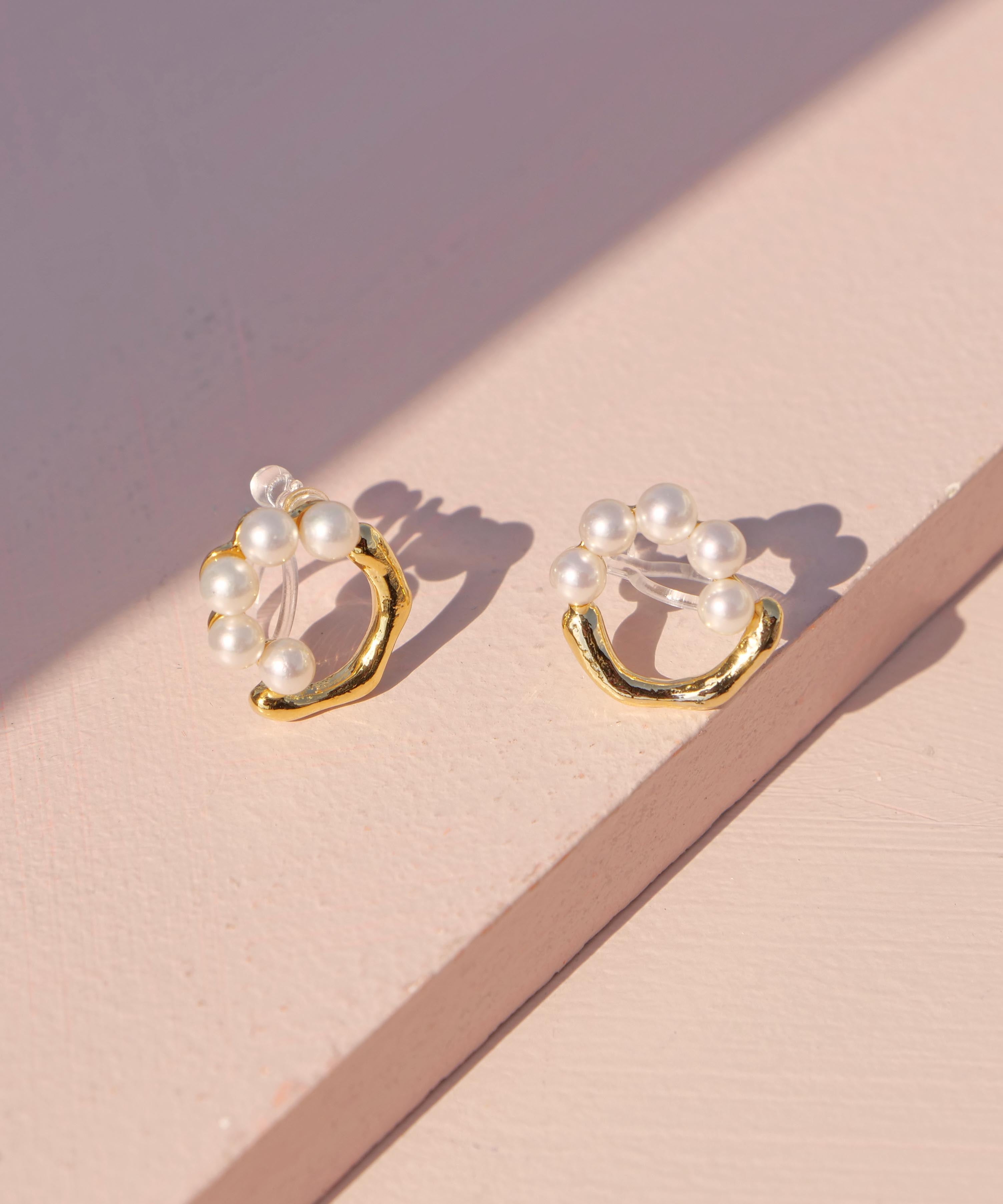 Clay pearl ring earrings