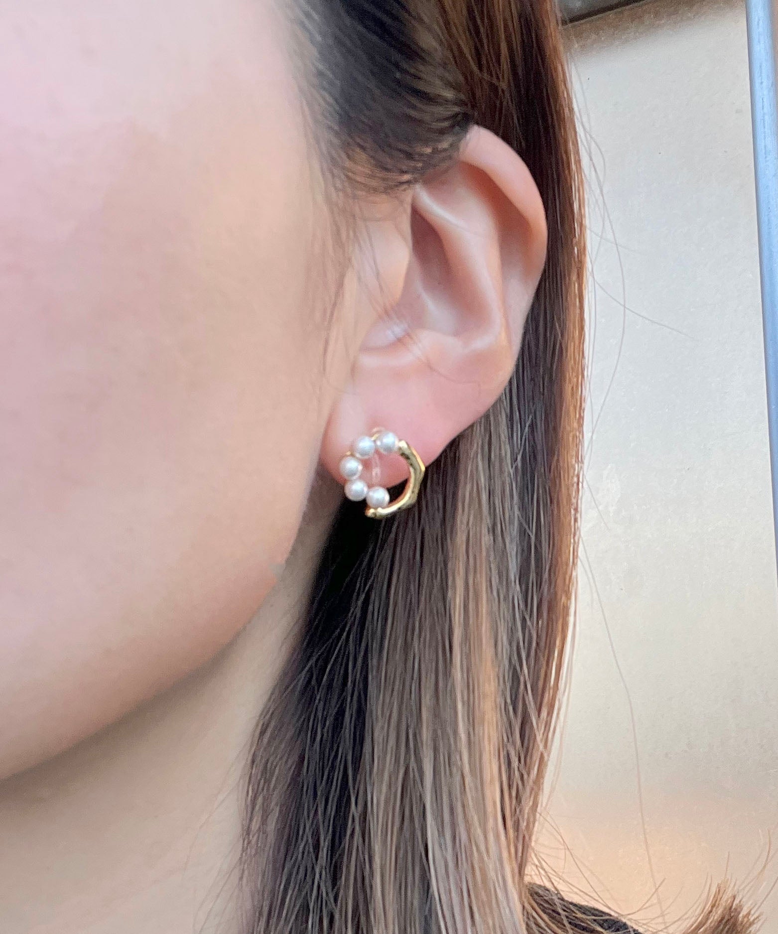 Clay pearl ring earrings