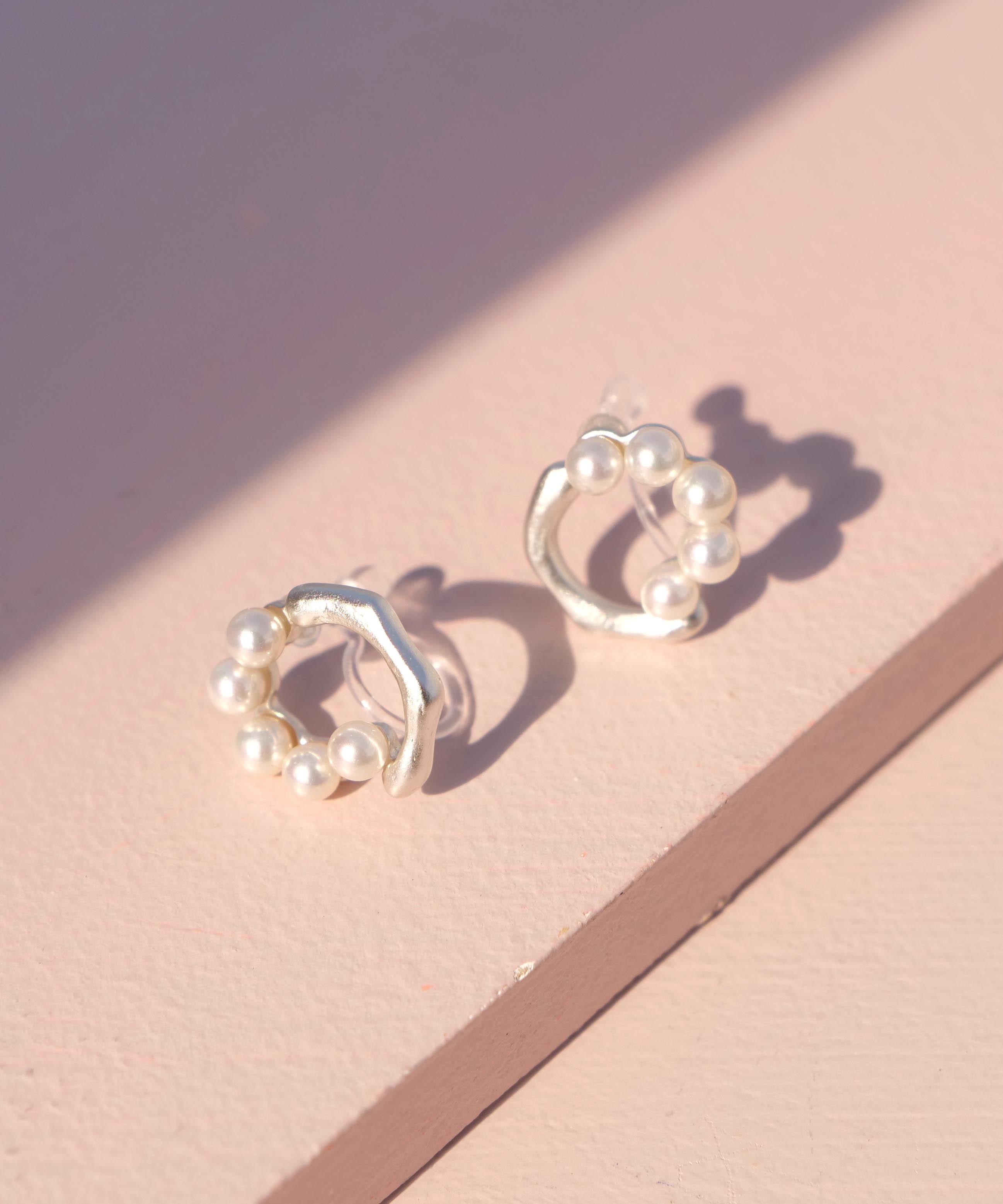 Clay pearl ring earrings