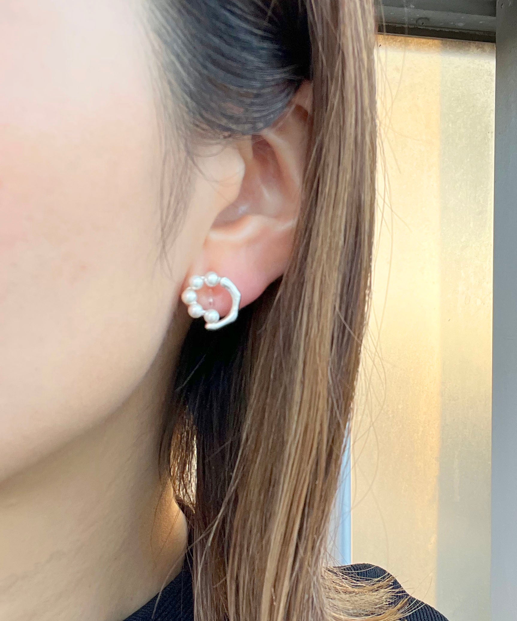 Clay pearl ring earrings