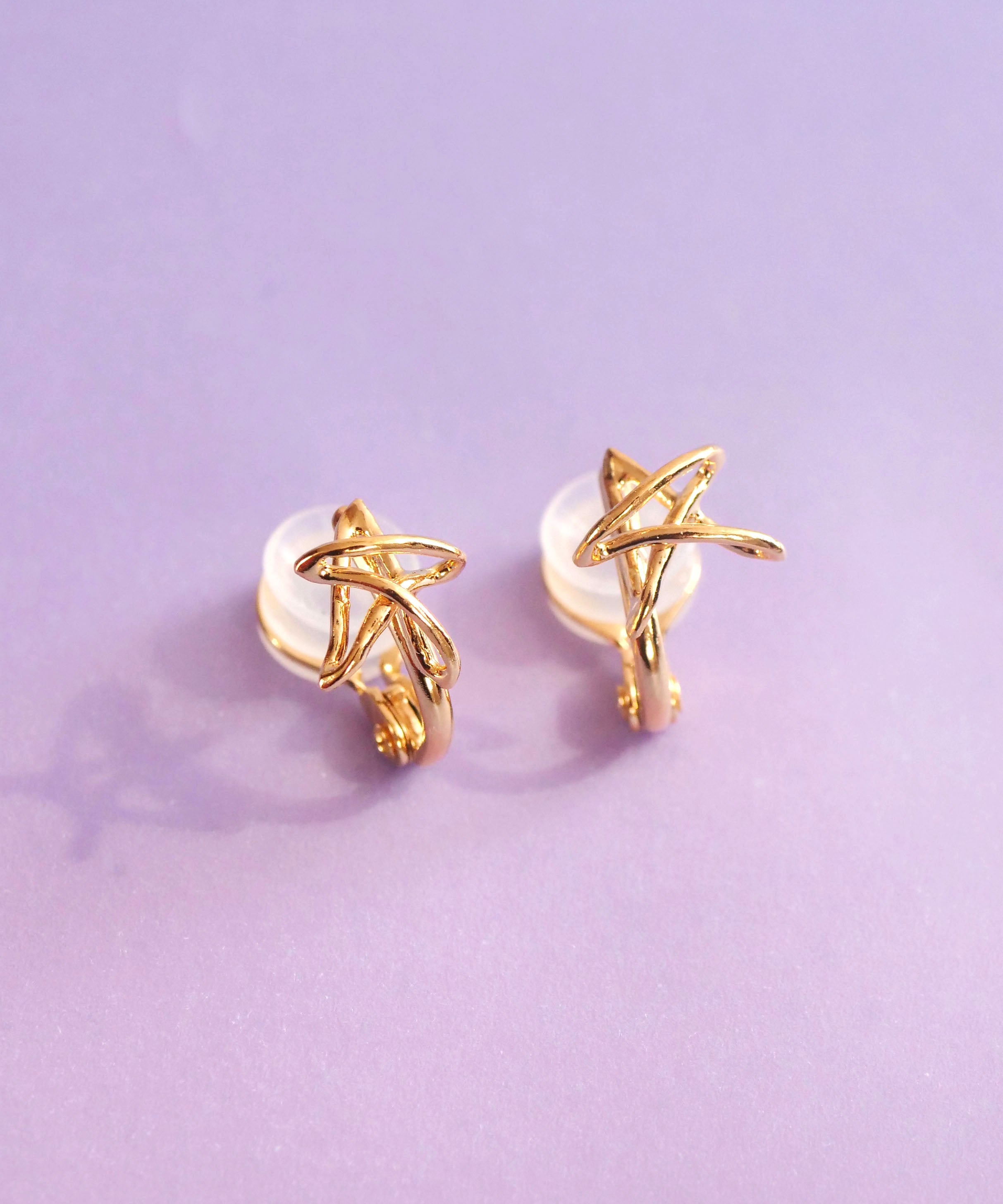 SV925 mini graffiti star earrings gold