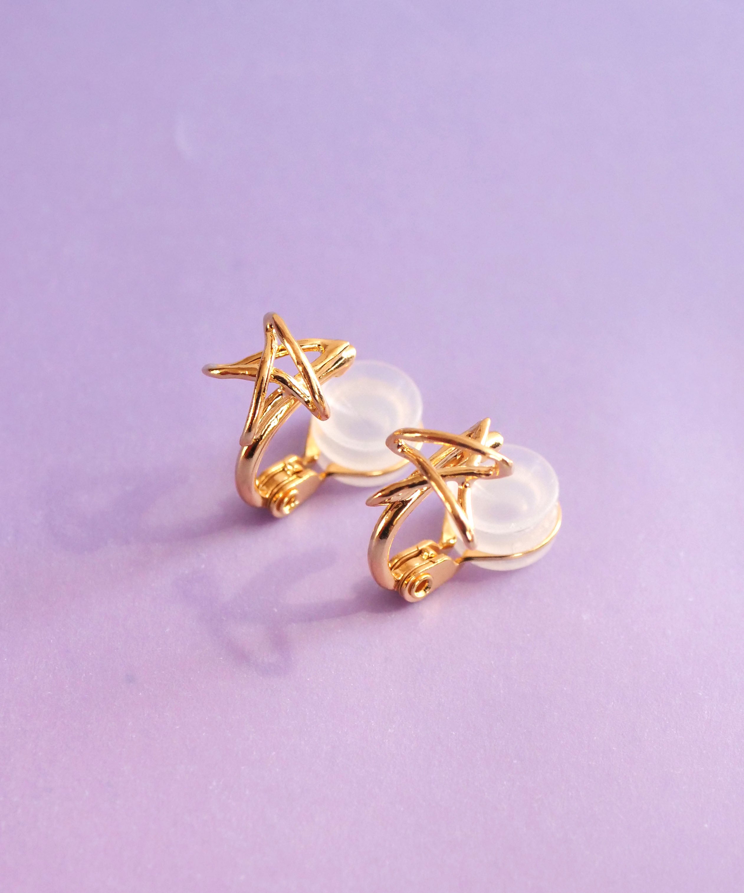 SV925 mini graffiti star earrings gold