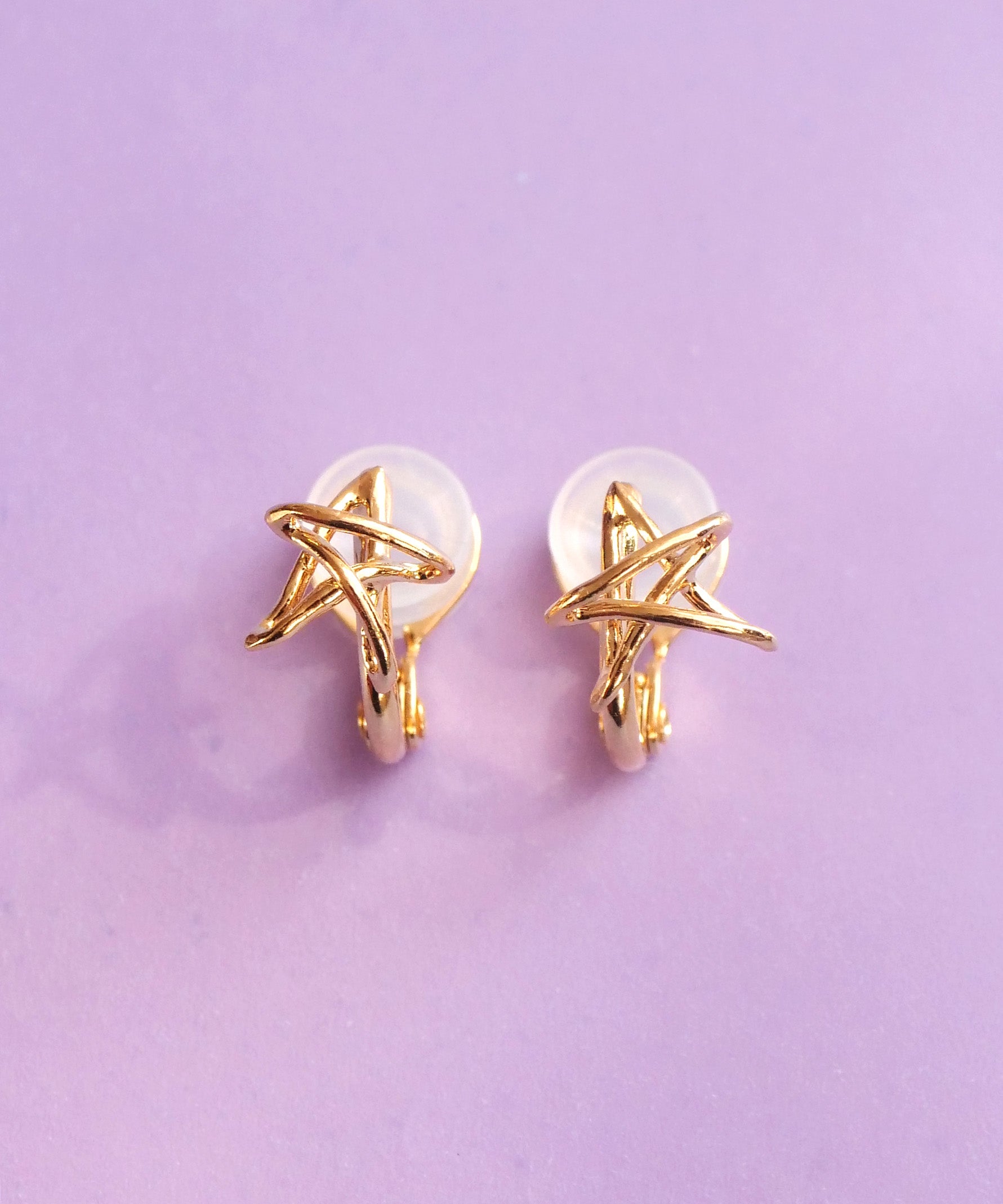SV925 mini graffiti star earrings gold