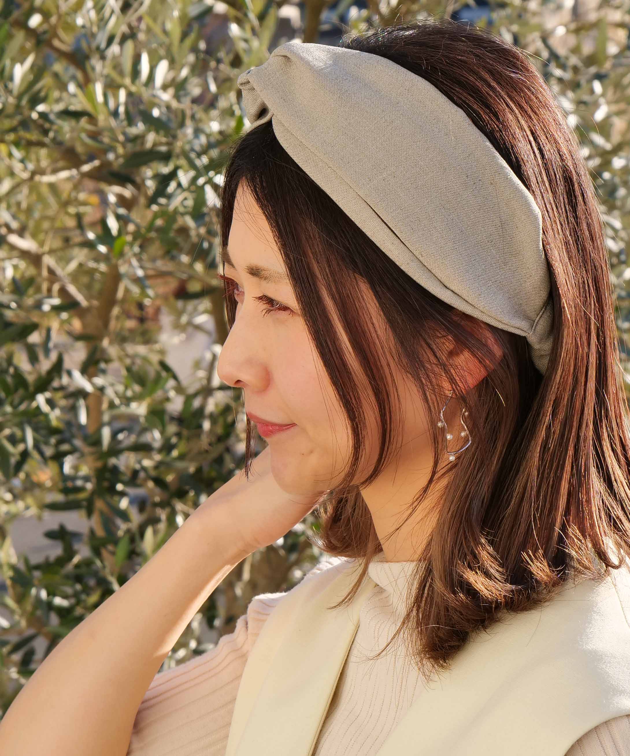 Natural linen style turban