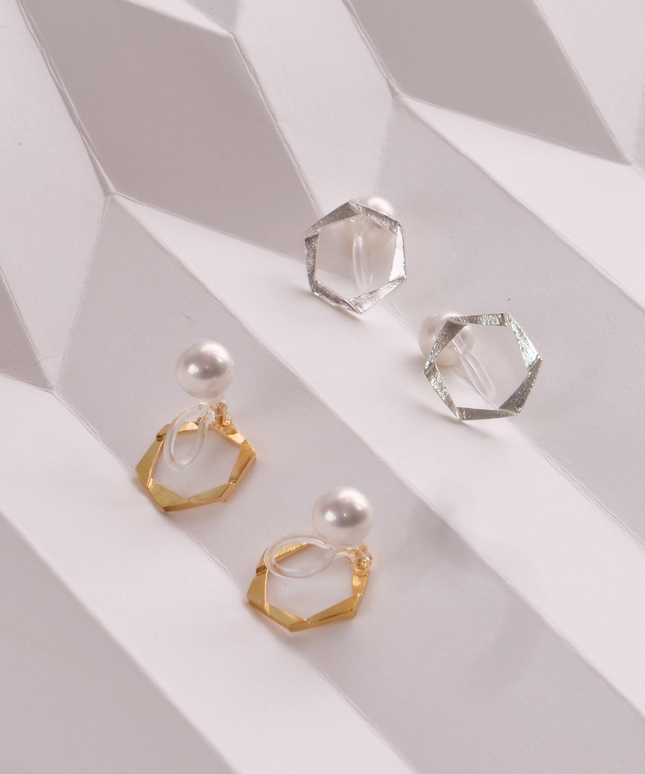 SV925 mini origami ring reversible earrings silver