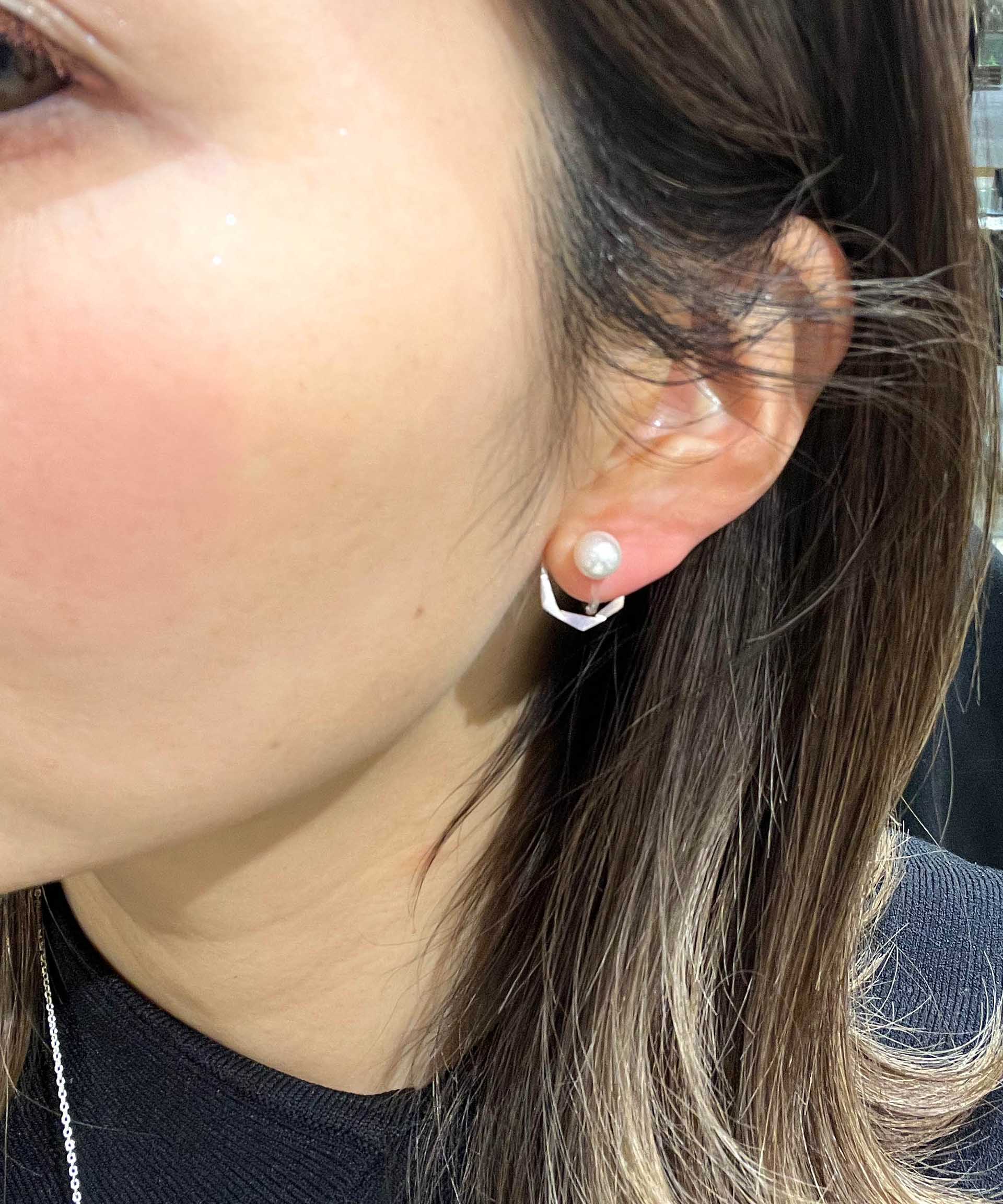 SV925 mini origami ring reversible earrings silver
