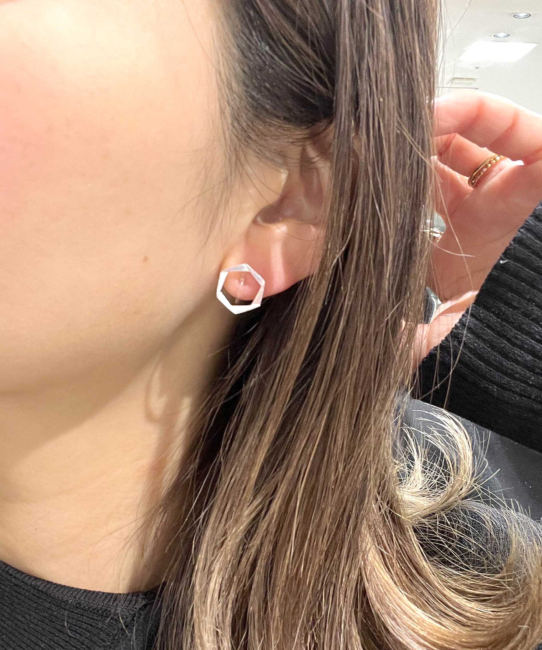 SV925 mini origami ring reversible earrings silver