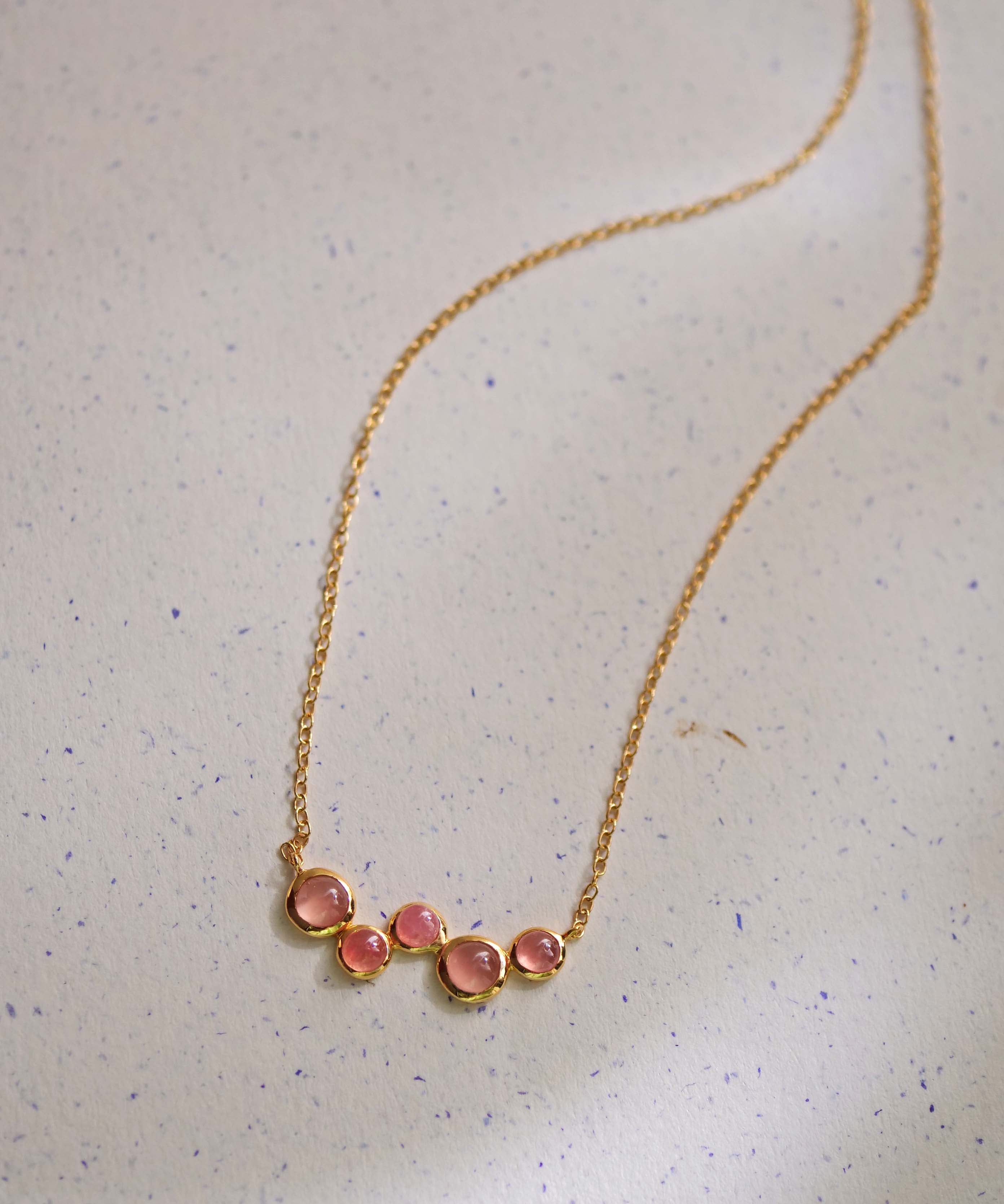 SV925 Soap Bubble 5 Stone Necklace Inca Rose