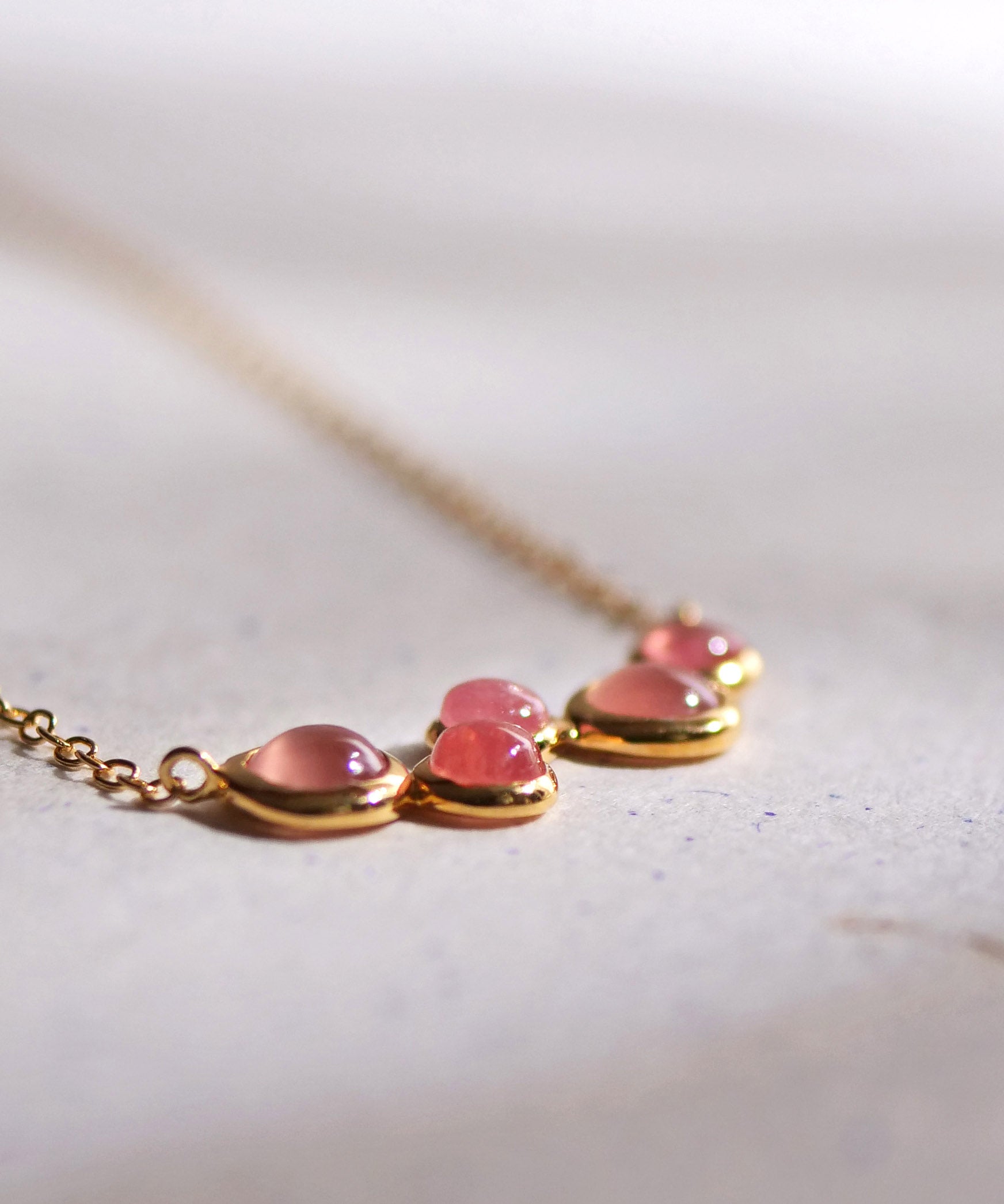 SV925 Soap Bubble 5 Stone Necklace Inca Rose