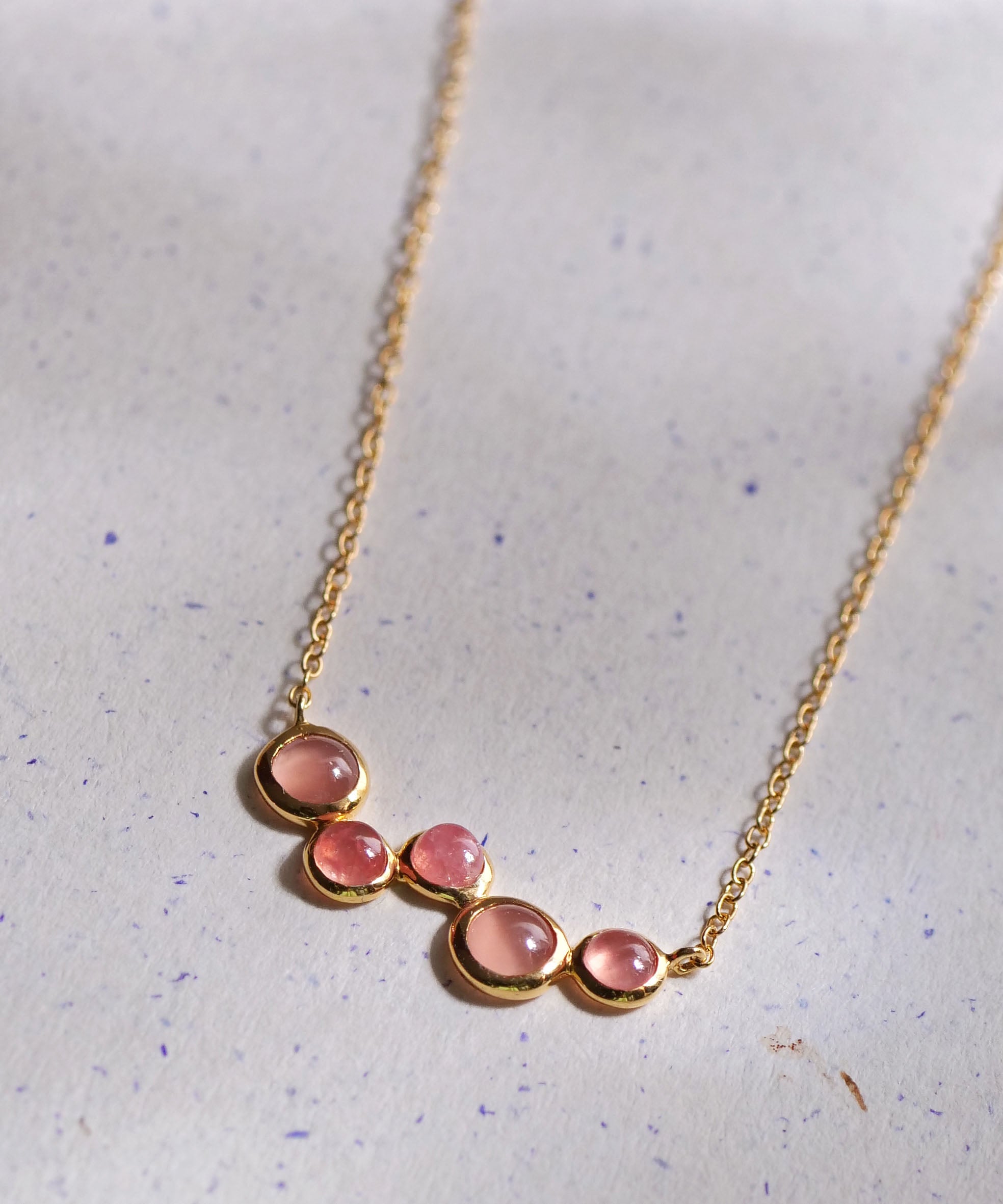 SV925 Soap Bubble 5 Stone Necklace Inca Rose
