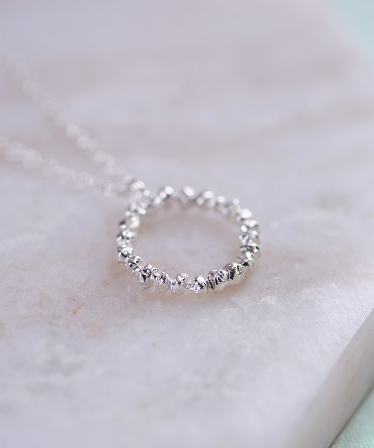 SV925 clay granular ring necklace silver