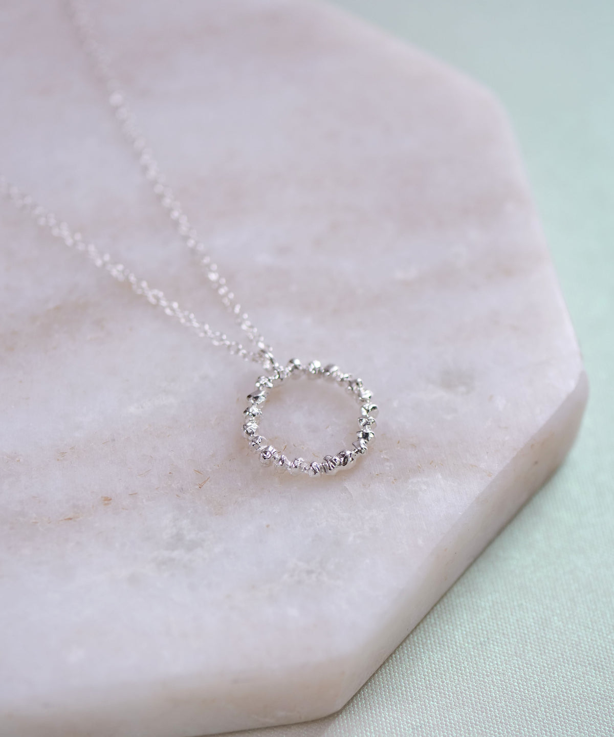 SV925 clay granular ring necklace silver