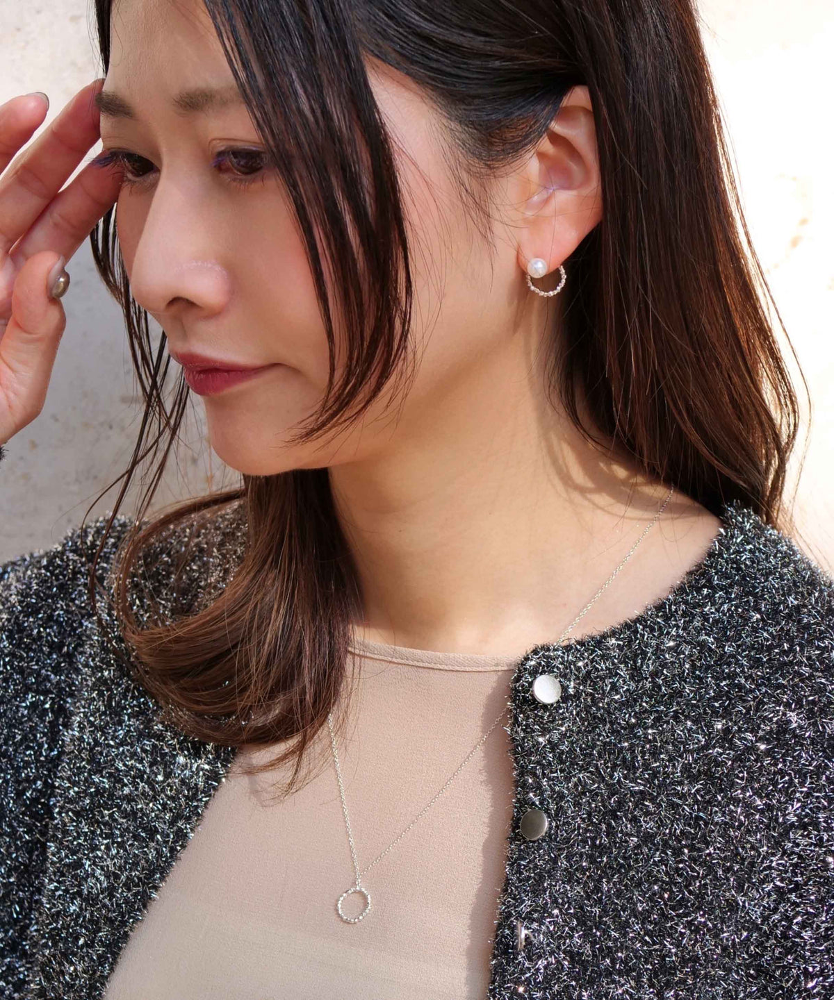SV925 clay granular ring necklace silver