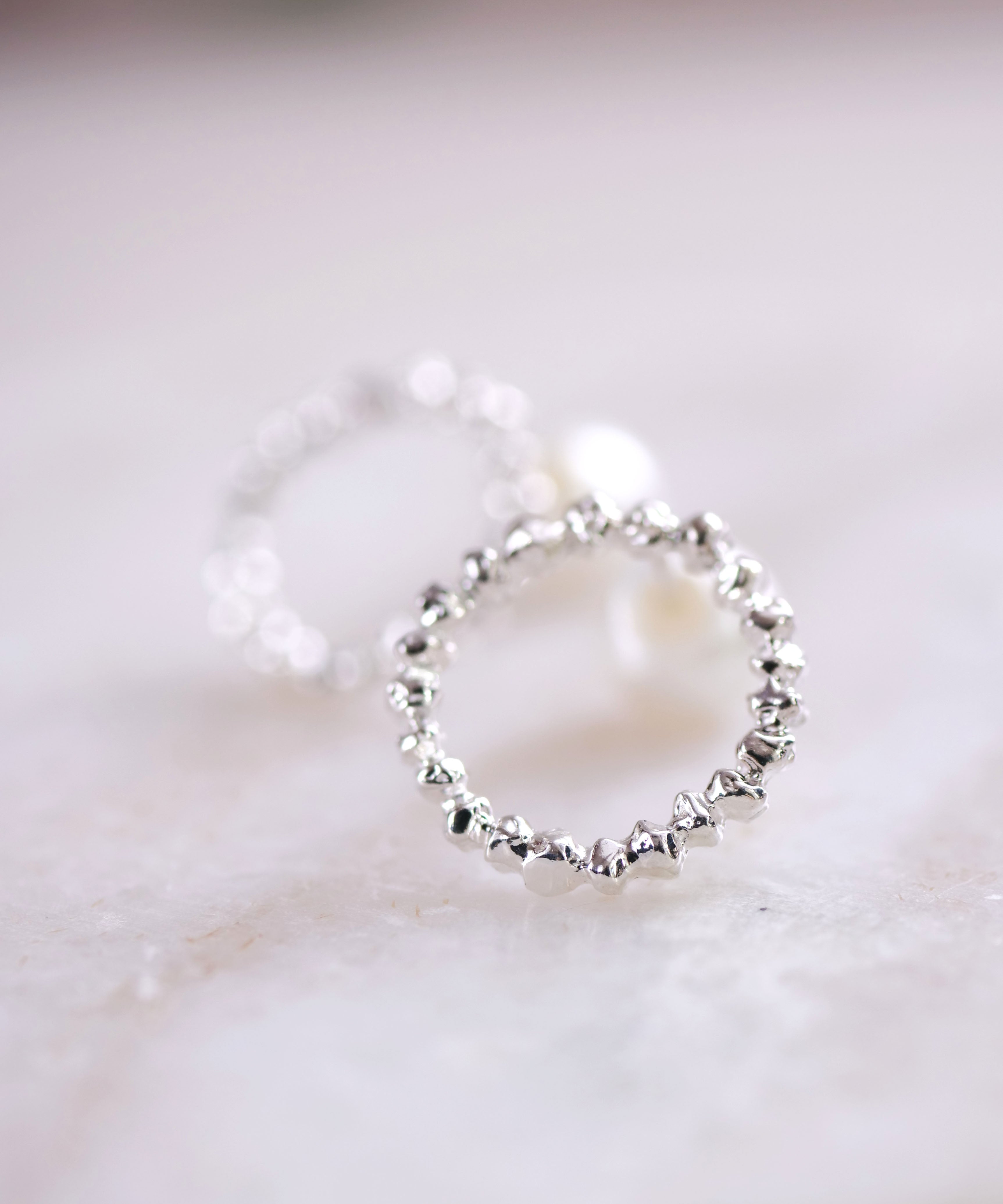 SV925 clay granular ring reversible earrings, silver