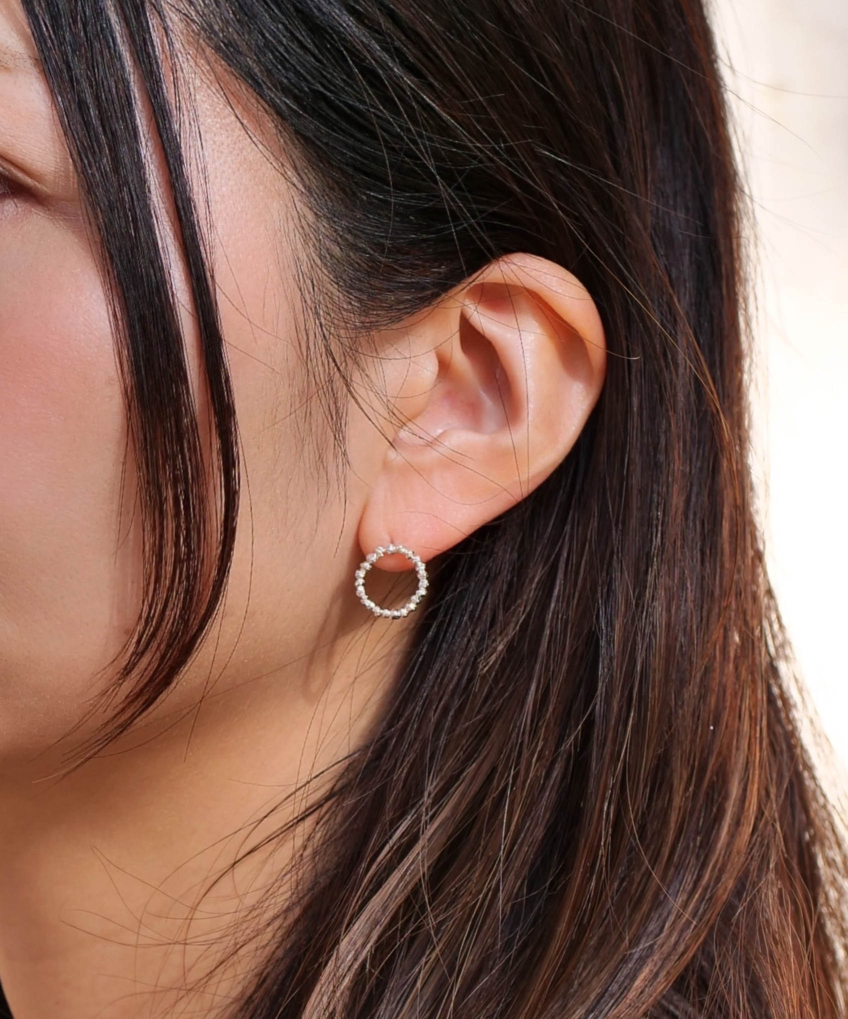 SV925 clay granular ring reversible earrings, silver