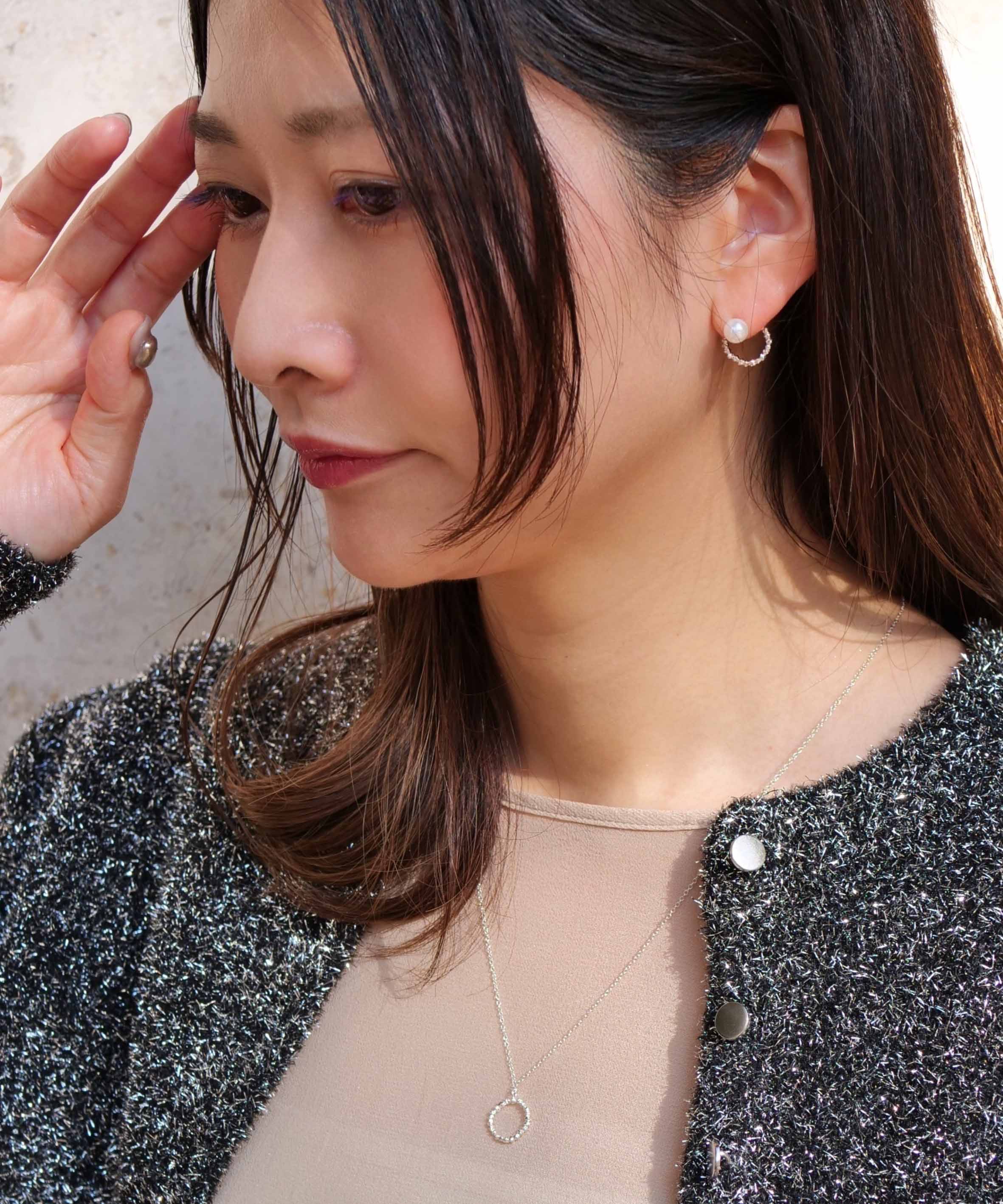 SV925 clay granular ring reversible earrings, silver
