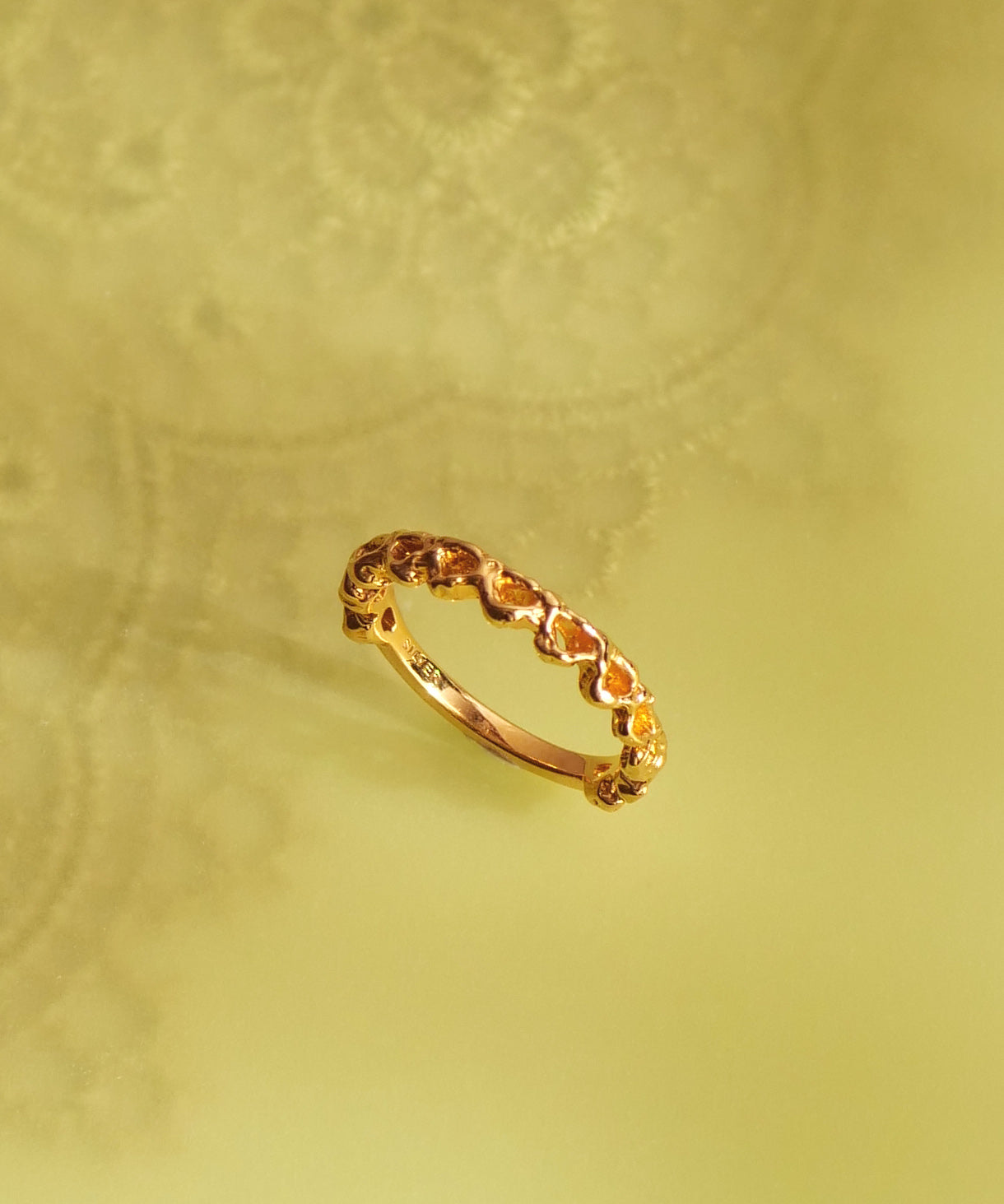 SV925 剪纸蕾丝小指环 金色 3号 5号 7号