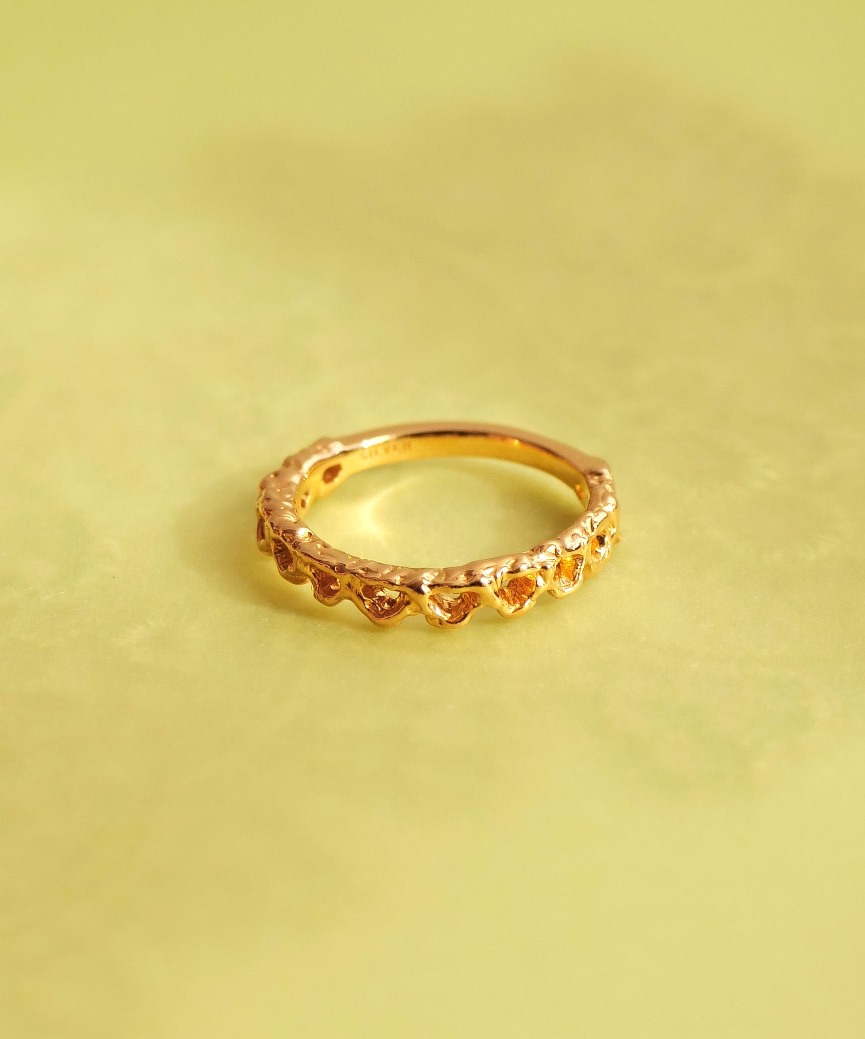 SV925 剪纸蕾丝小指环 金色 3号 5号 7号