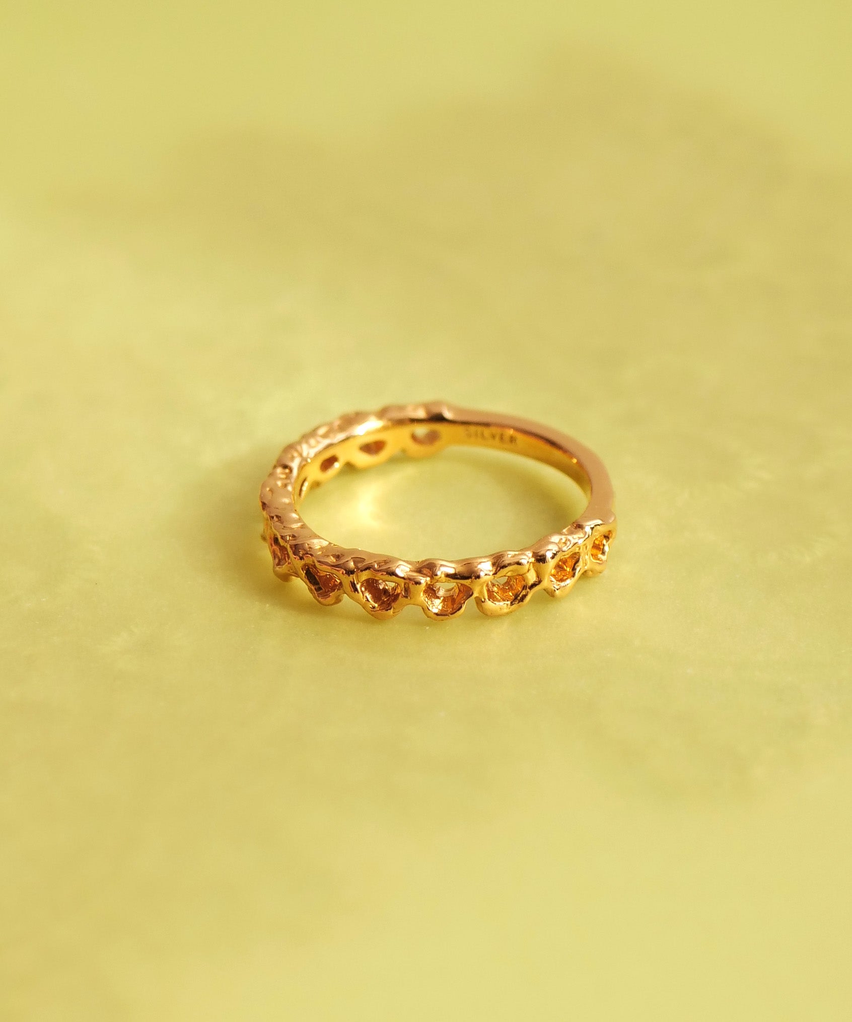 SV925 剪纸蕾丝小指环 金色 3号 5号 7号