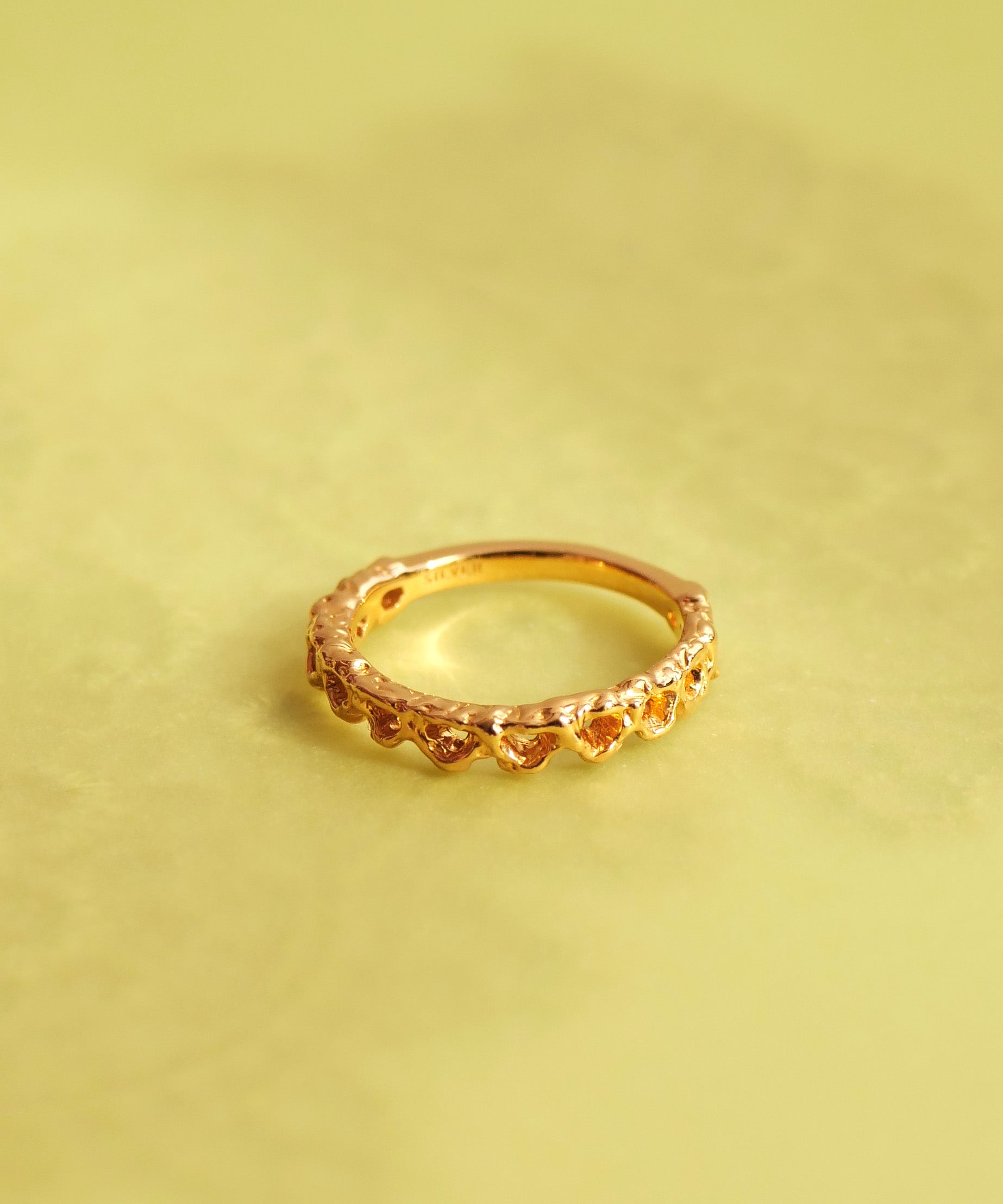 SV925 剪纸蕾丝小指环 金色 3号 5号 7号