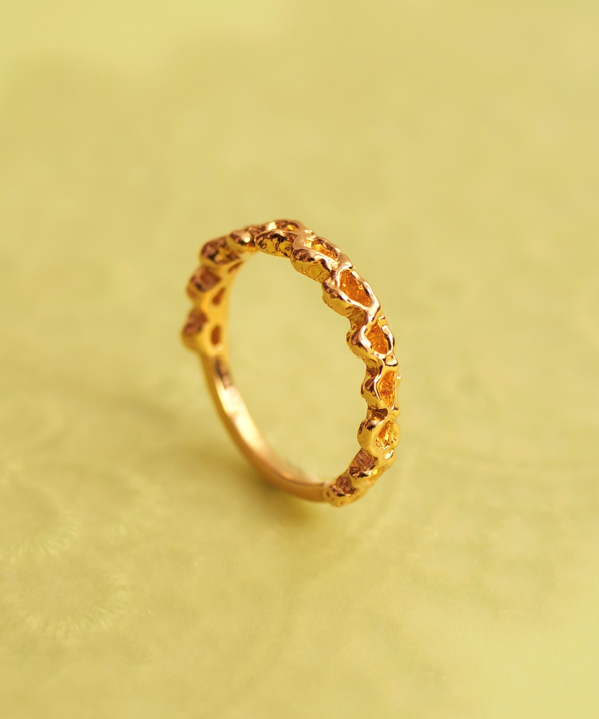 SV925 剪纸蕾丝小指环 金色 3号 5号 7号