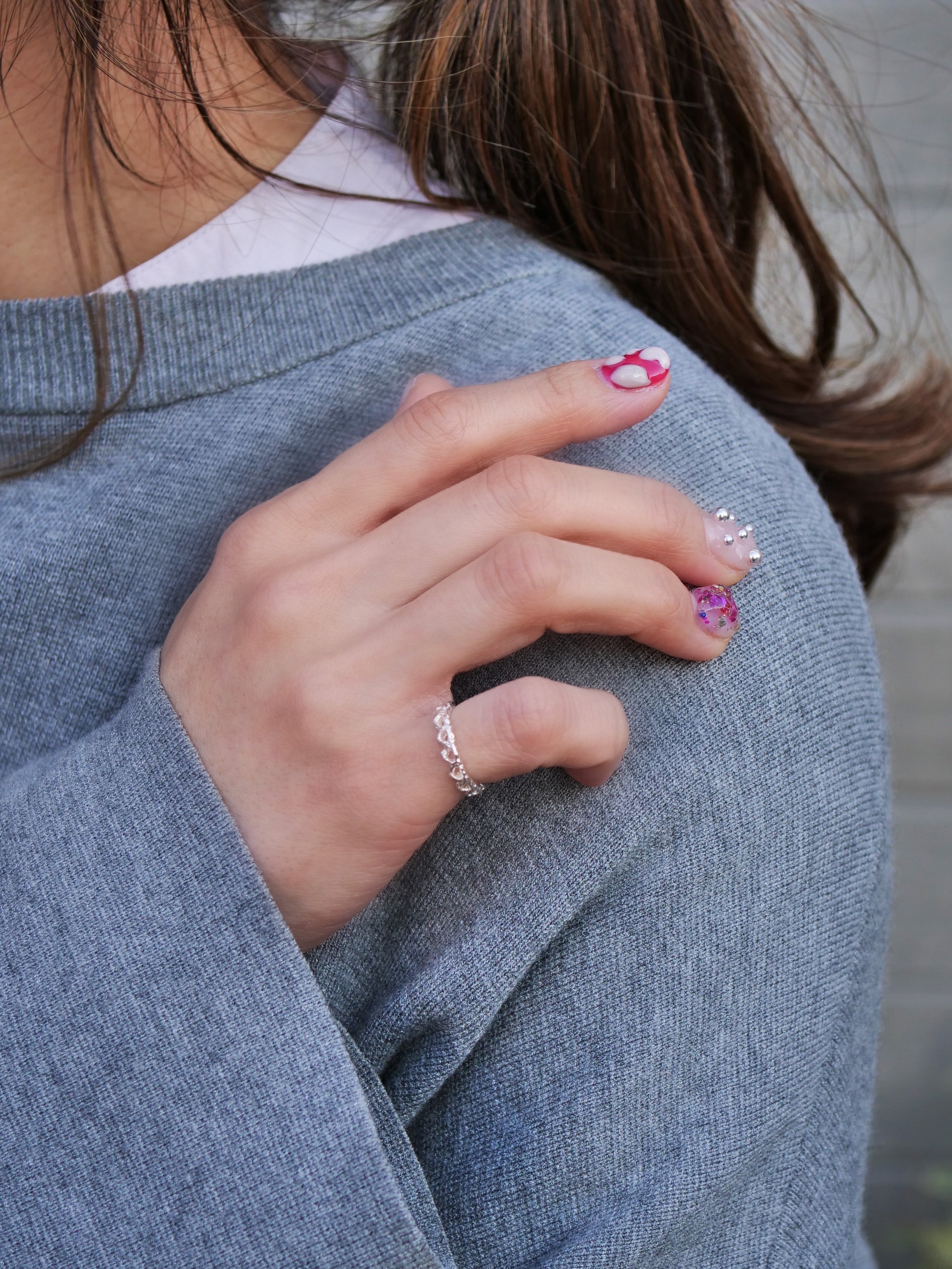 SV925 剪纸蕾丝小指环 银色 3号 5号 7号