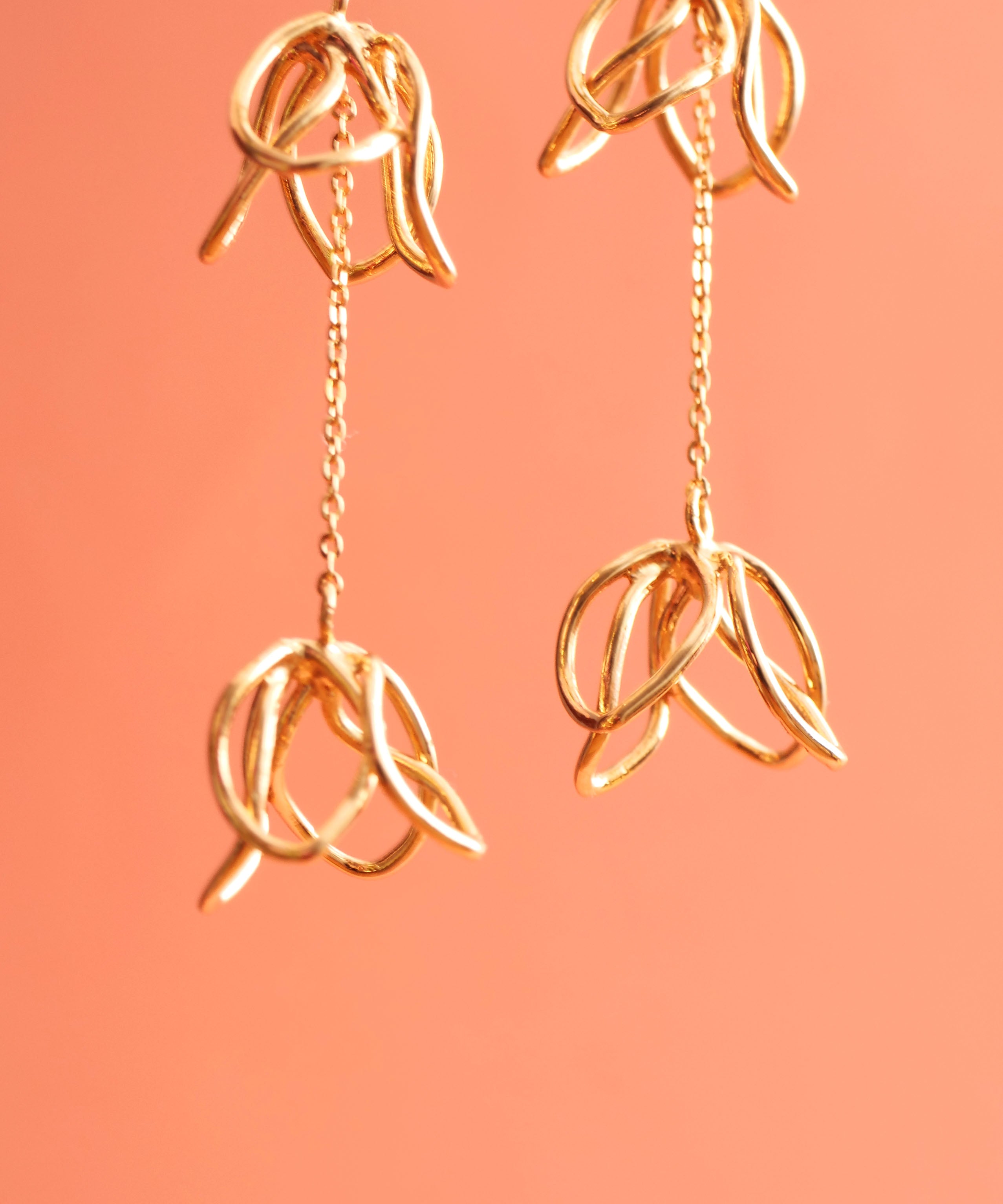 SV925 Graffiti Flower Volume Earrings Gold