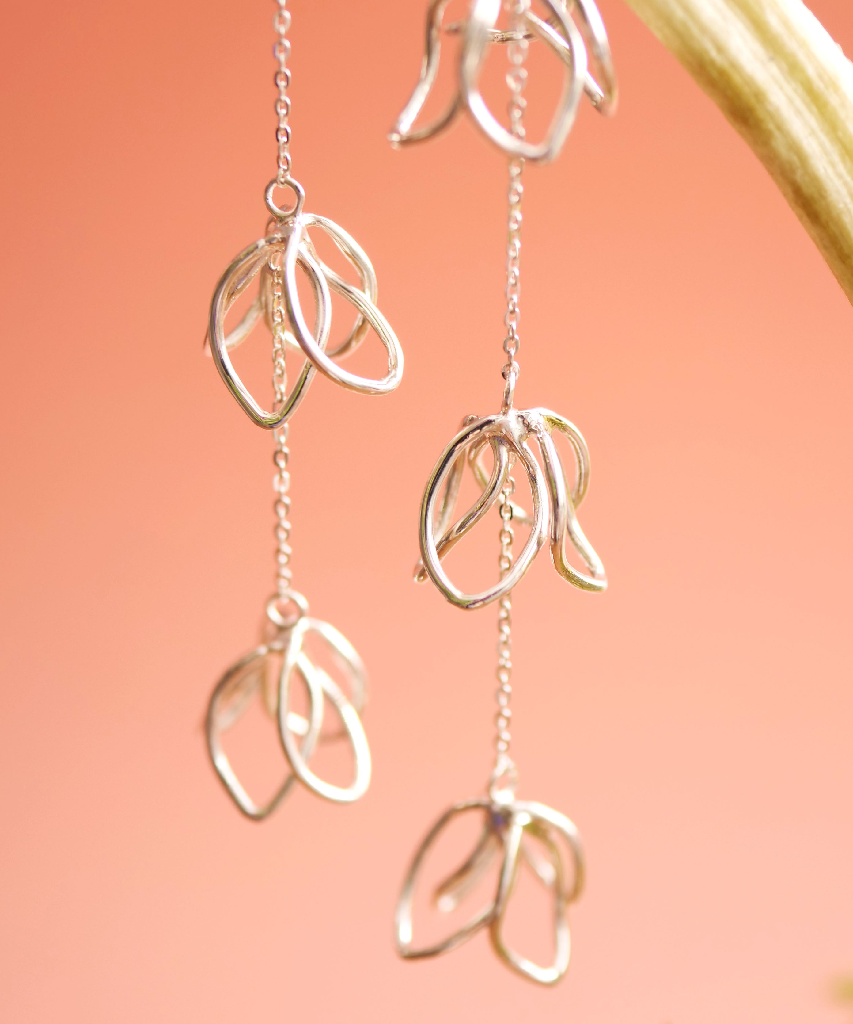 SV925 Scribble Flower Volume Earrings Silver