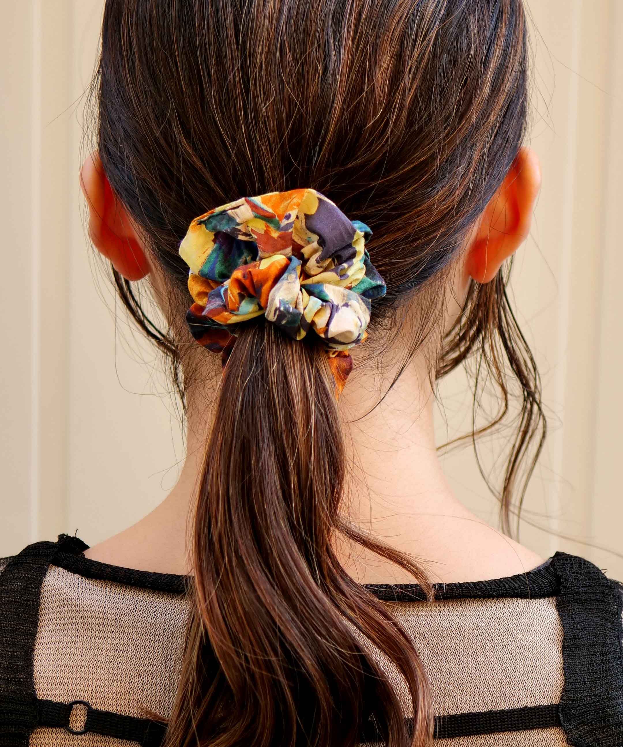 Colorful flower print scrunchie set of 2