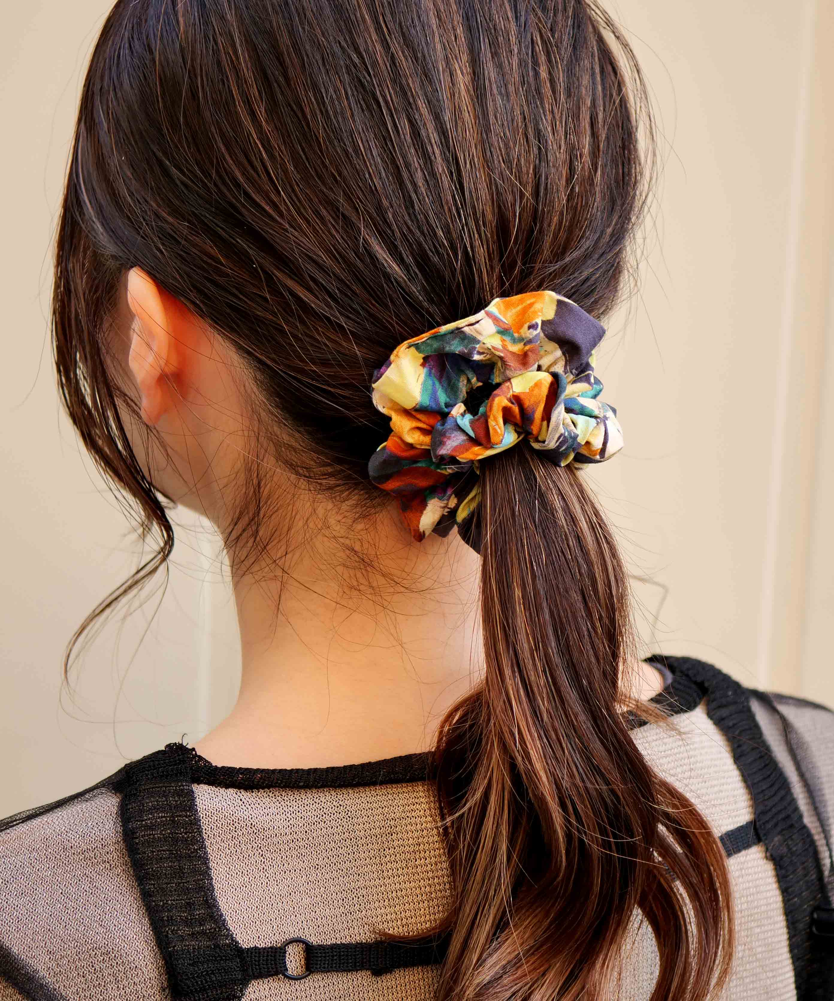 Colorful flower print scrunchie set of 2
