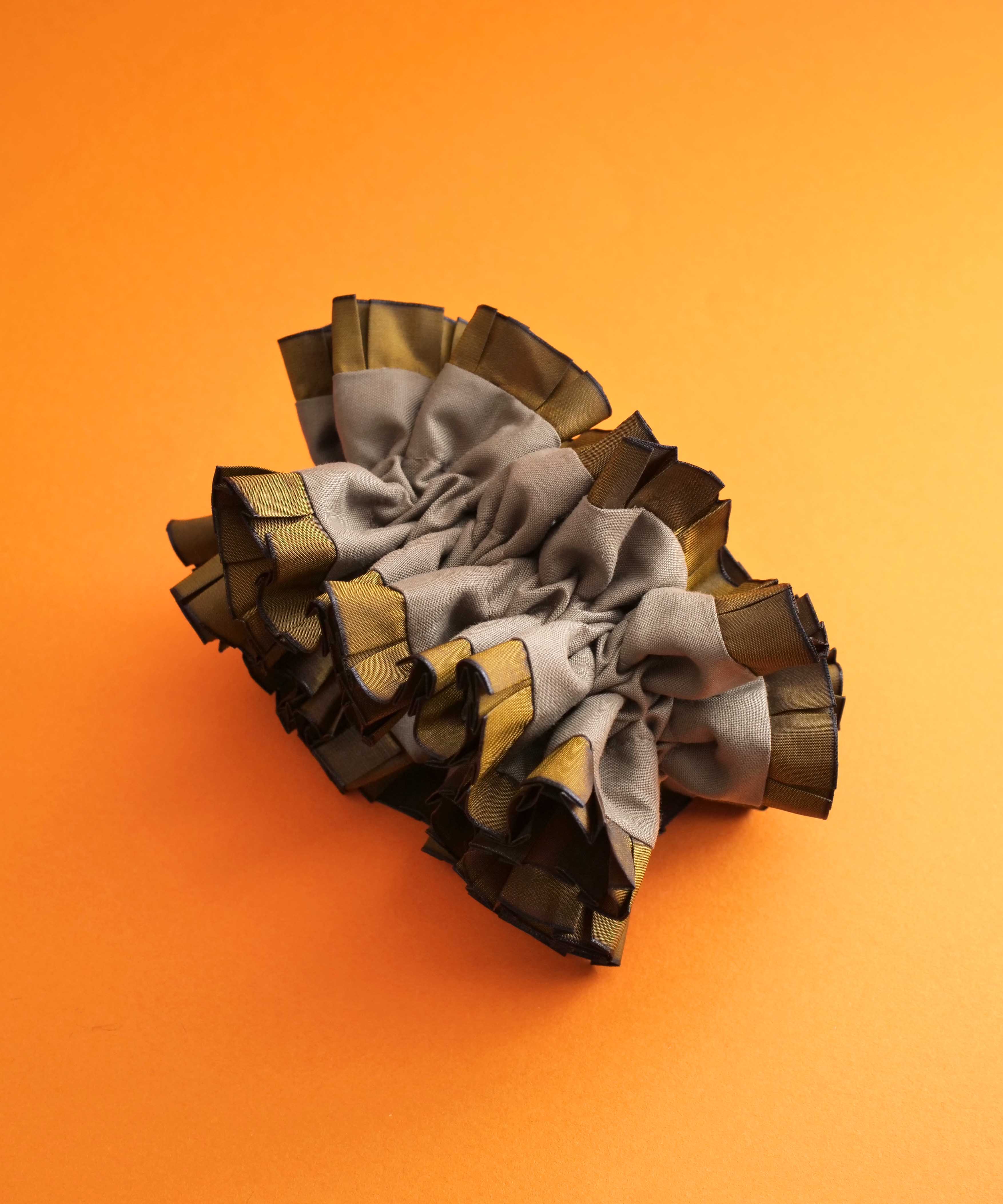 Plain Colorful Pleated Piping Scrunchie Blue