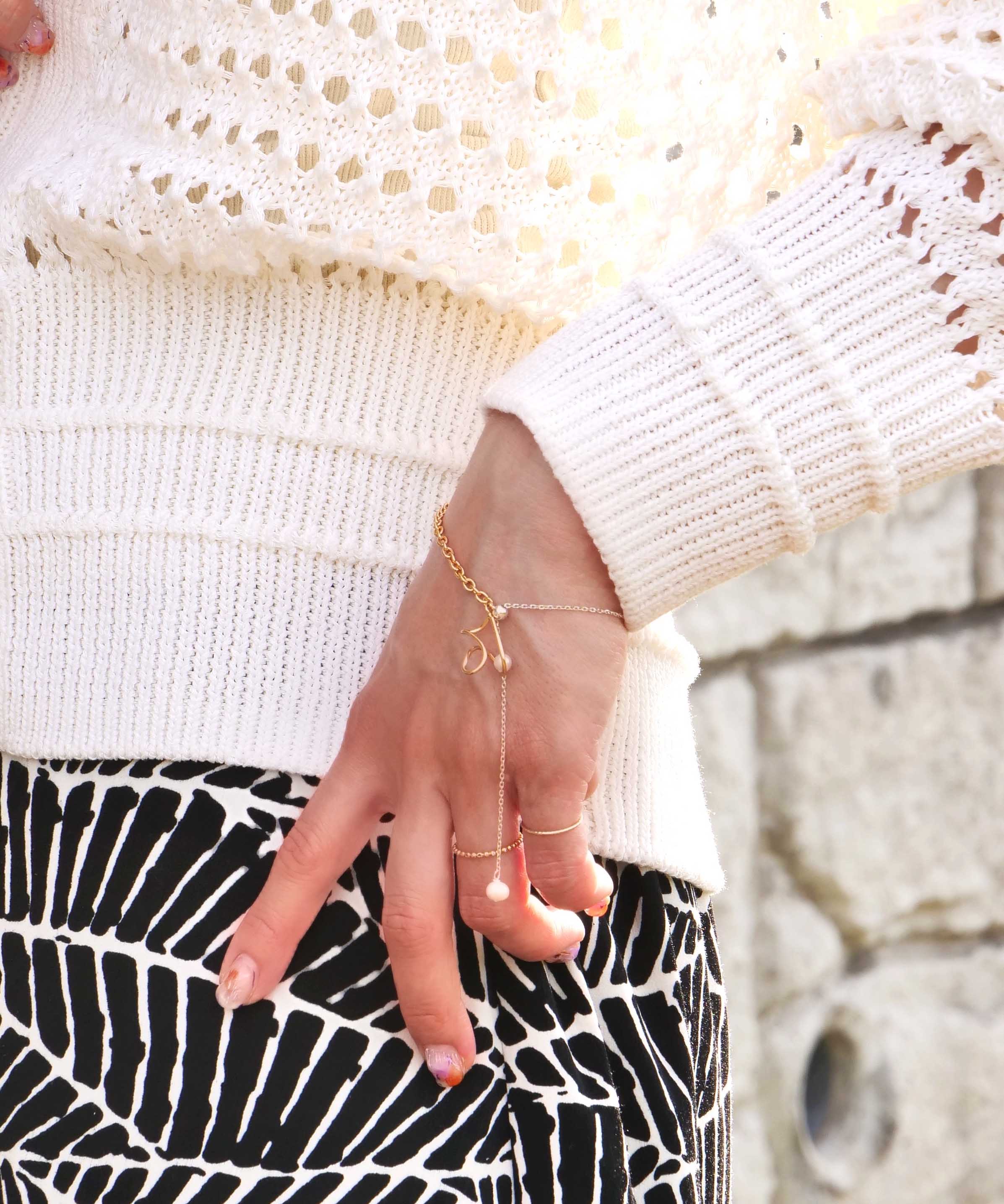 SV925 珍珠褶边涂鸦链条手链组合