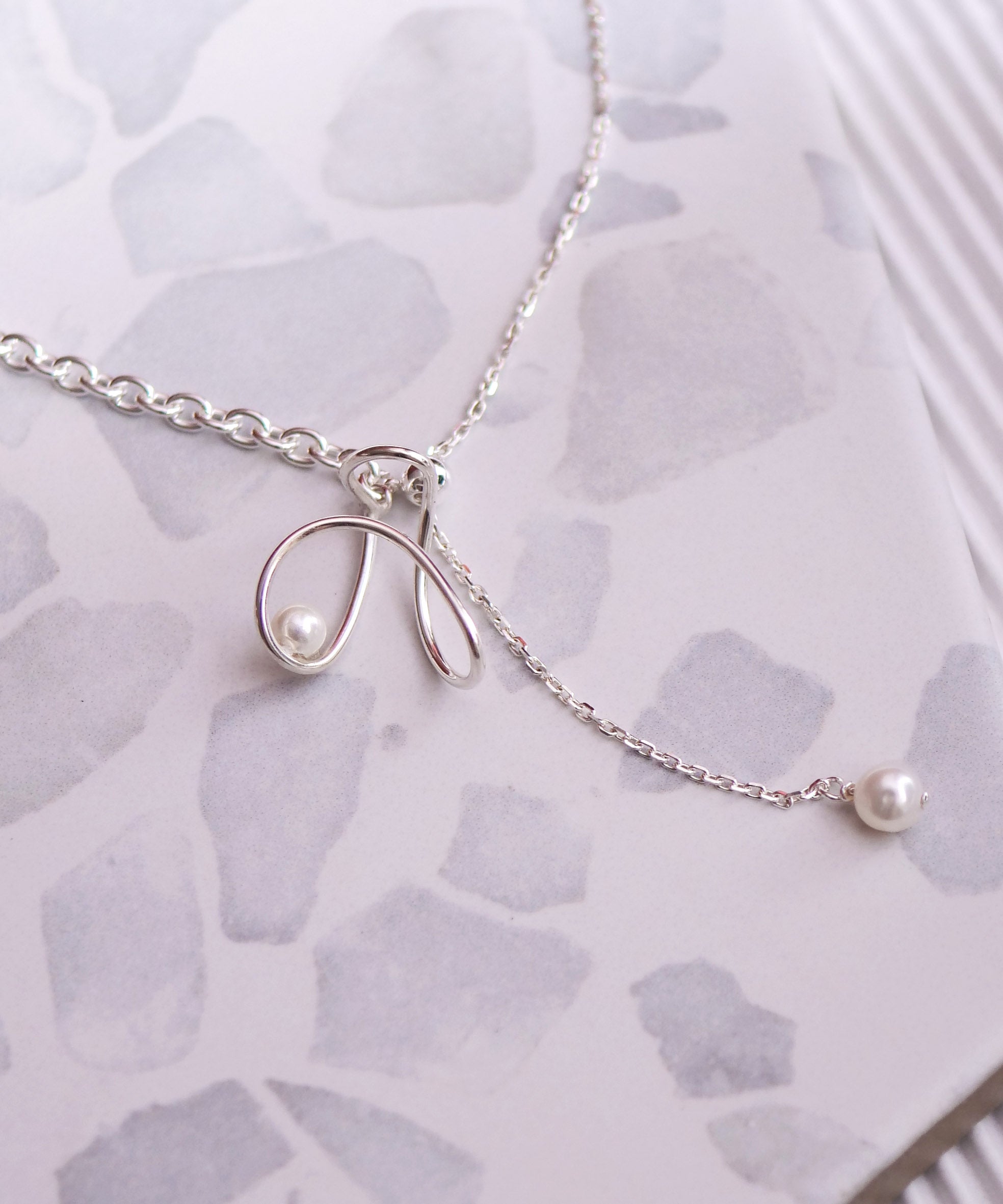 SV925 Pearl Frill Scribble Chain Bracelet Silver