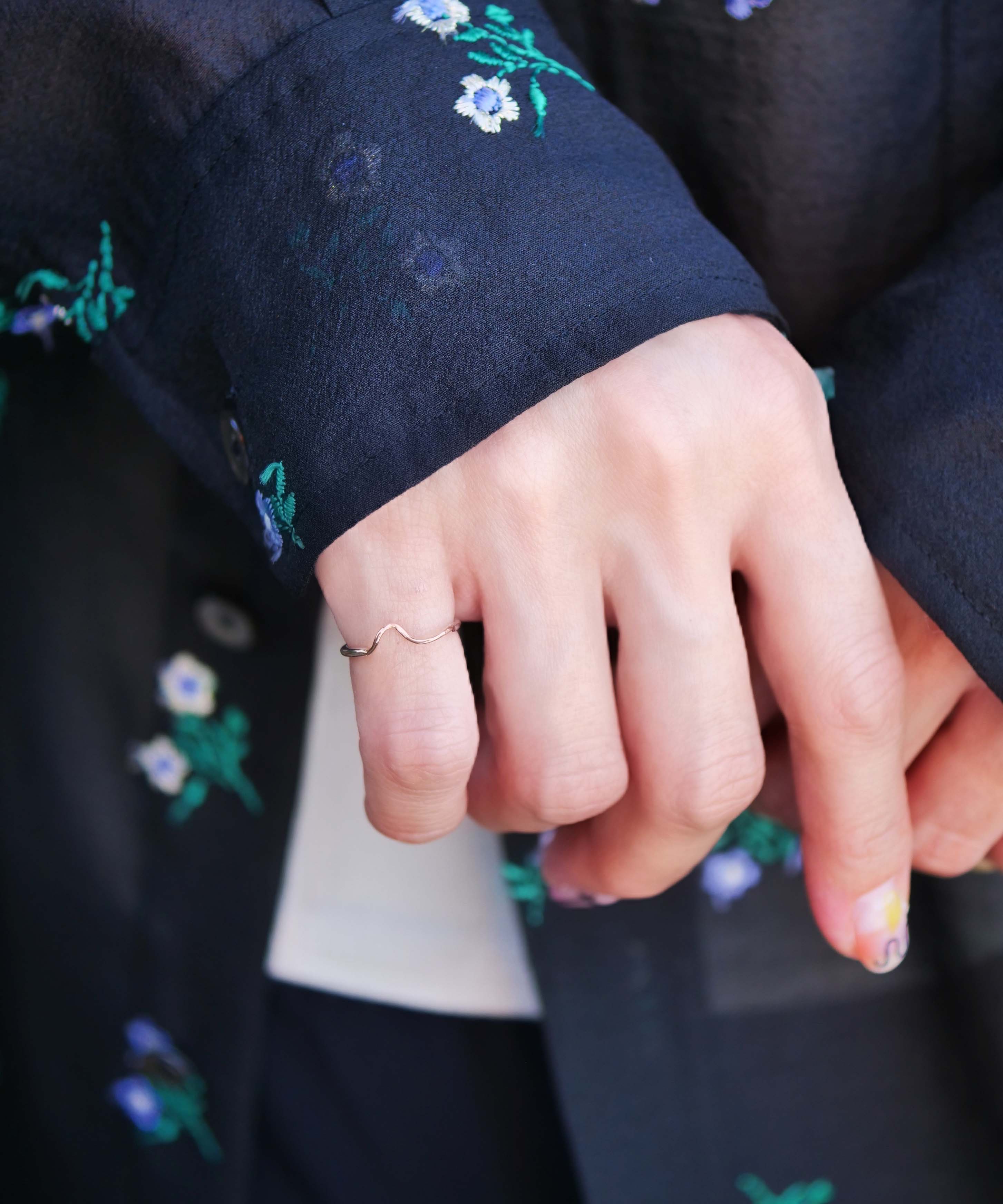 K10×SV925 3D Graffiti Pinky Ring Size 3, 5, 7