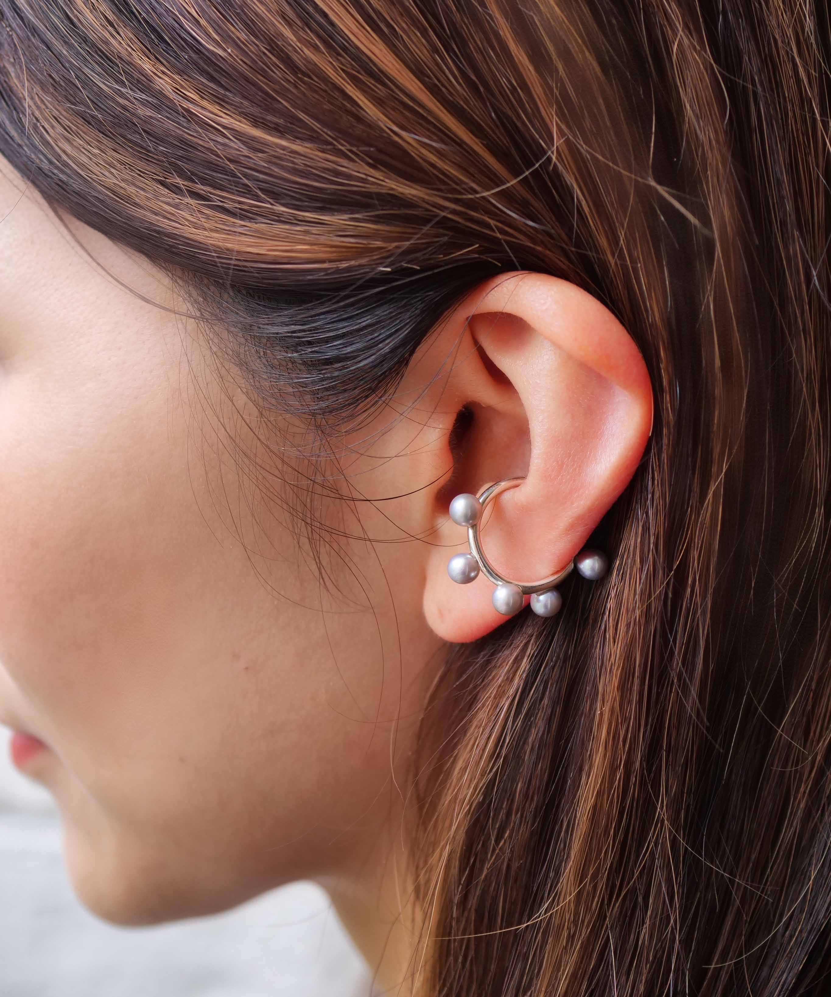 SV925 Bubble Volume Ear Cuff Silver