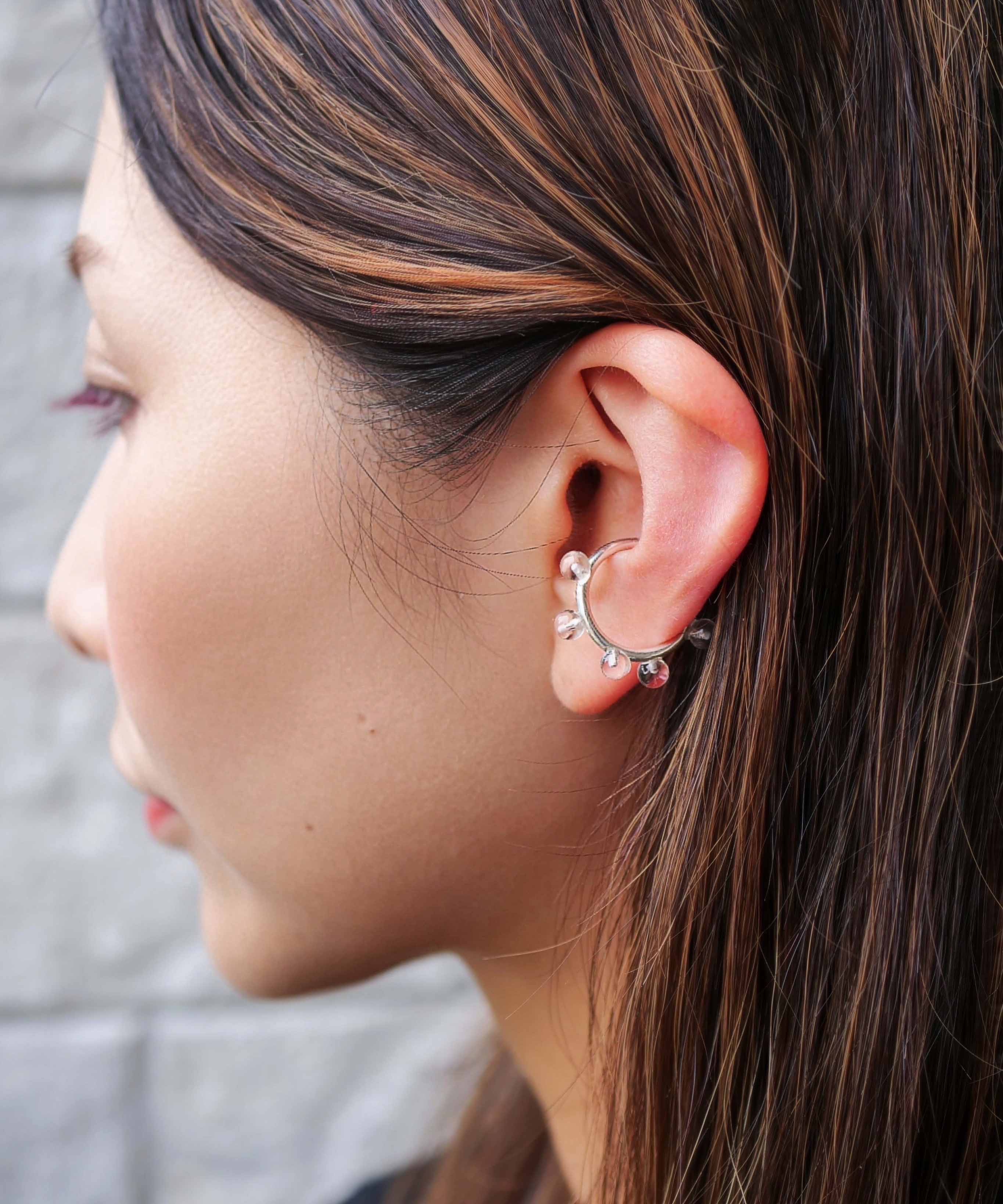 SV925 Bubble Volume Ear Cuff Silver