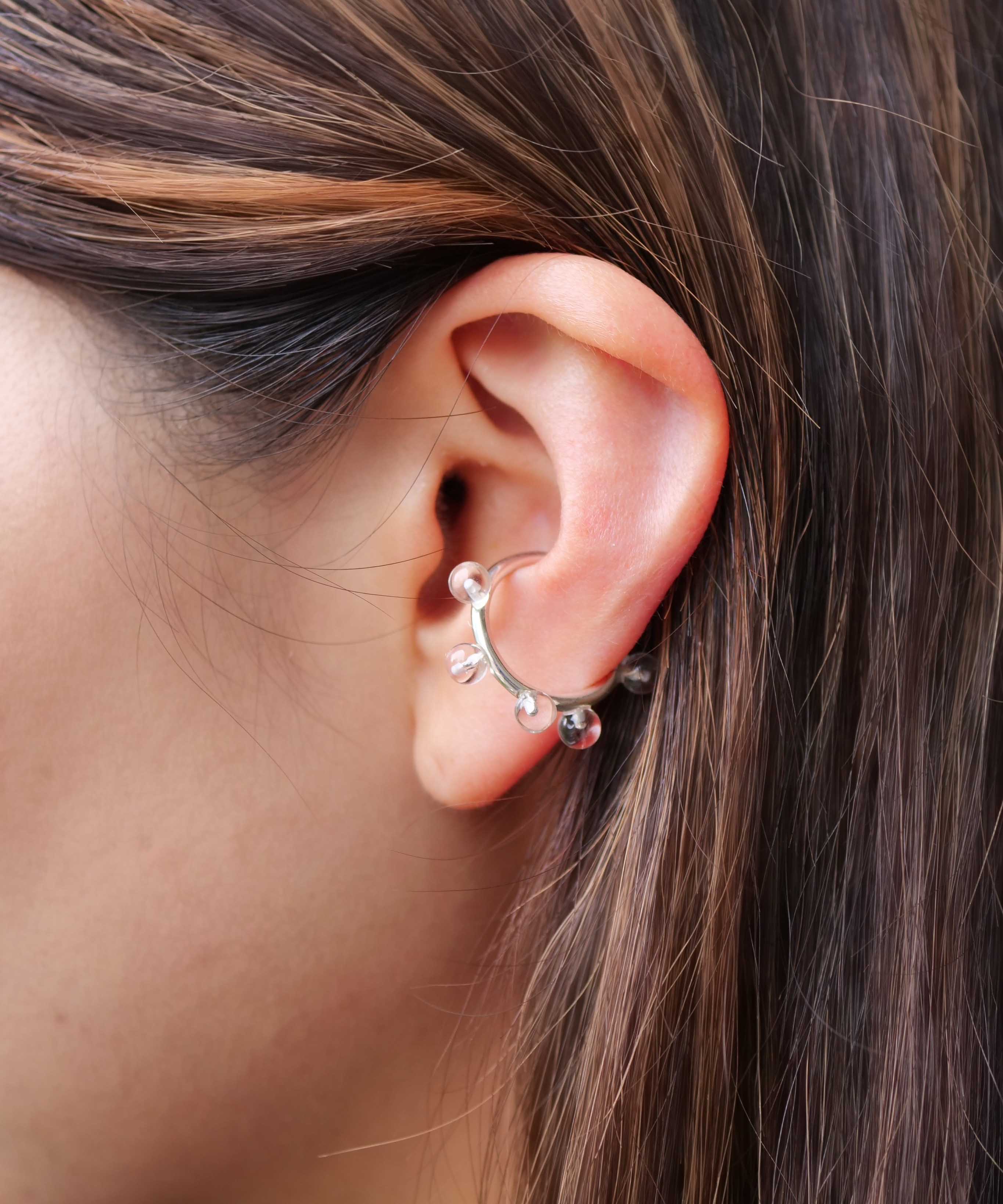 SV925 Bubble Volume Ear Cuff Silver