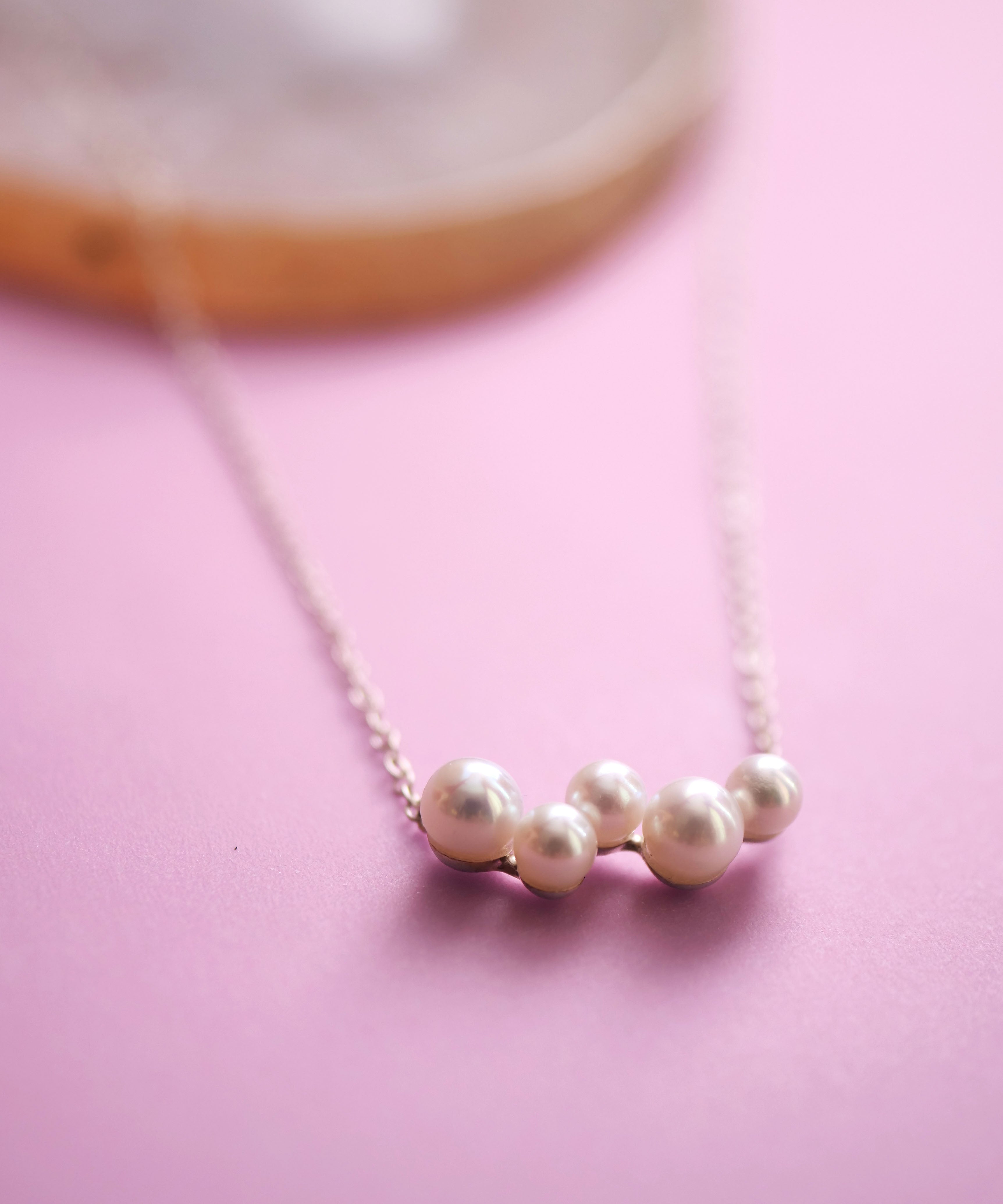 SV925 肥皂泡5颗珍珠项链 银色