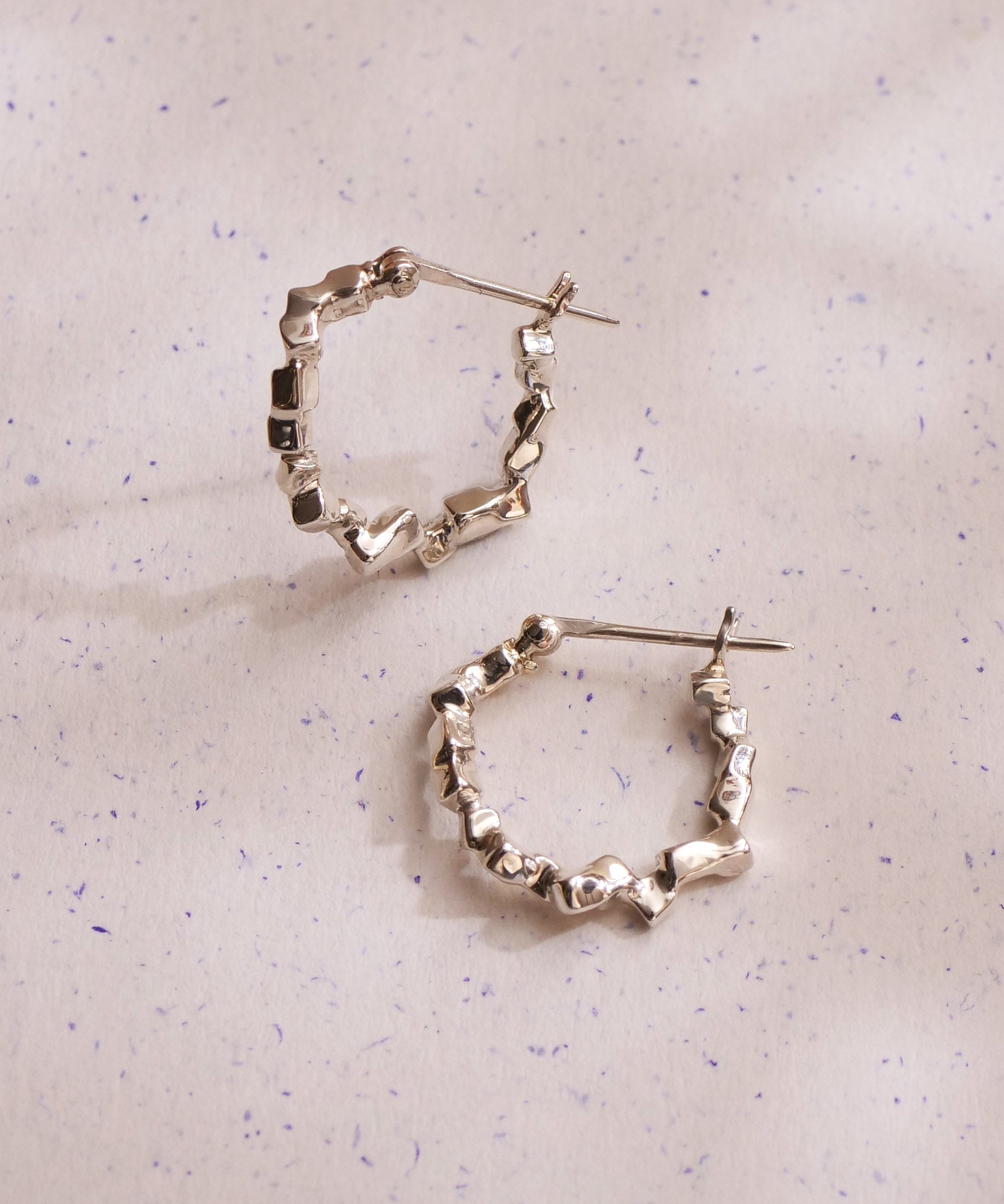 SV925 mini origami ring reversible earrings silver