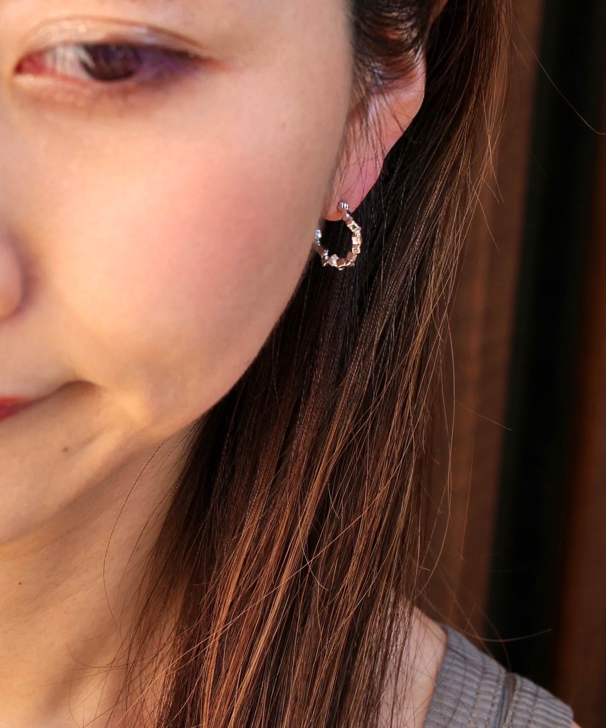 SV925 mini origami ring reversible earrings silver