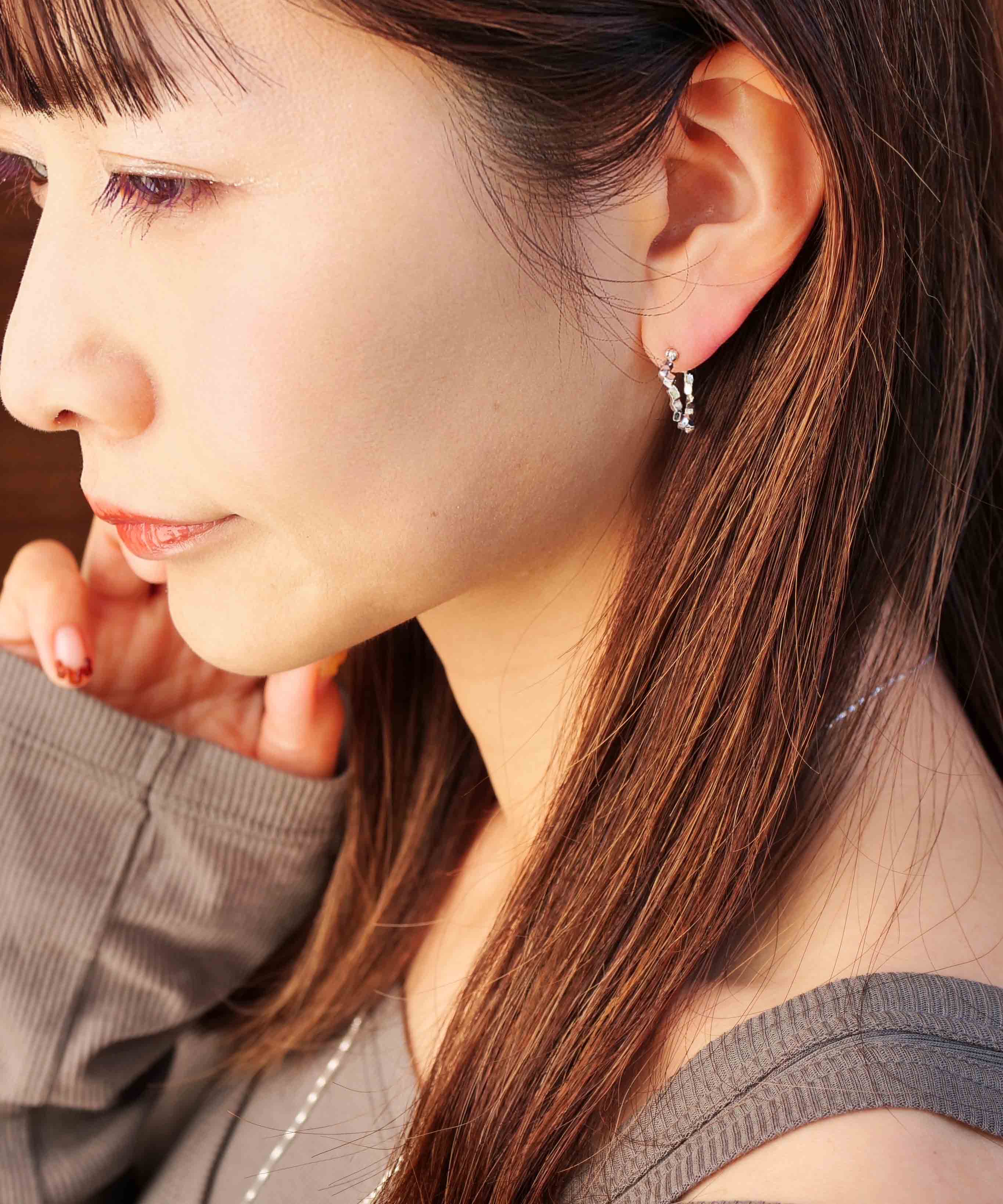 SV925 mini origami ring reversible earrings silver