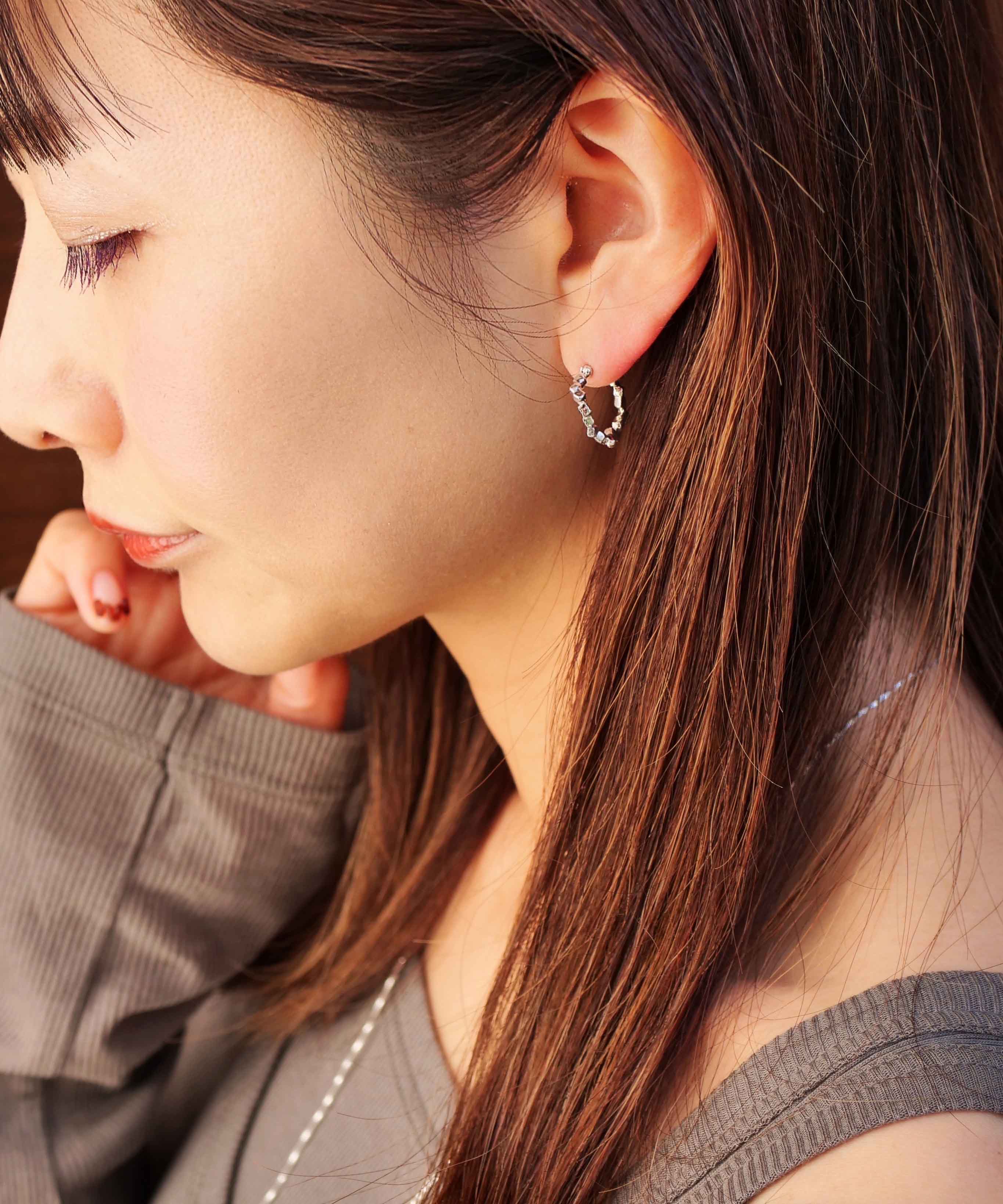 SV925 mini origami ring reversible earrings silver