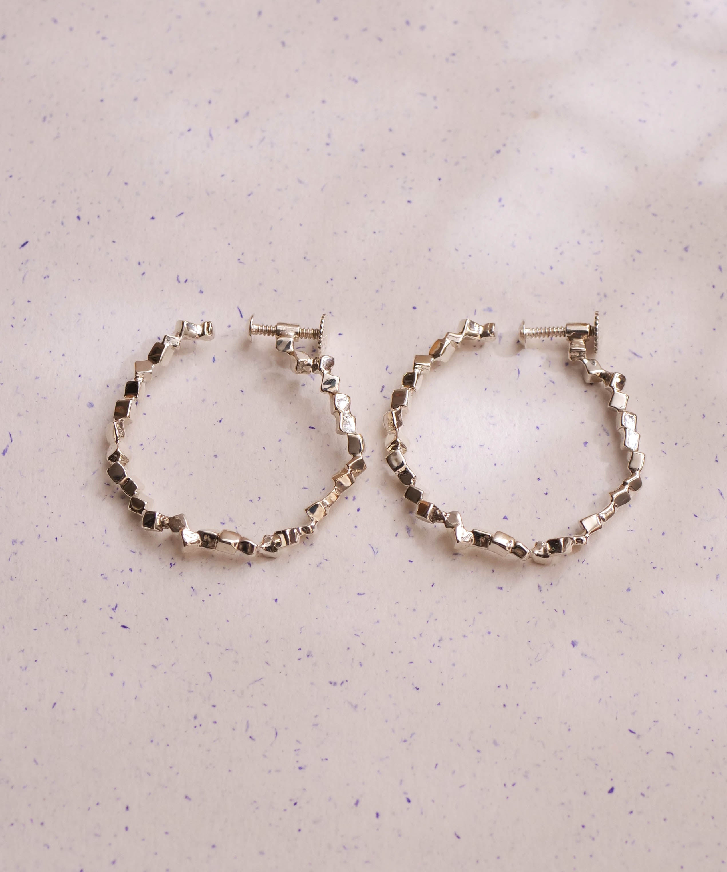 SV925 mini origami ring reversible earrings silver