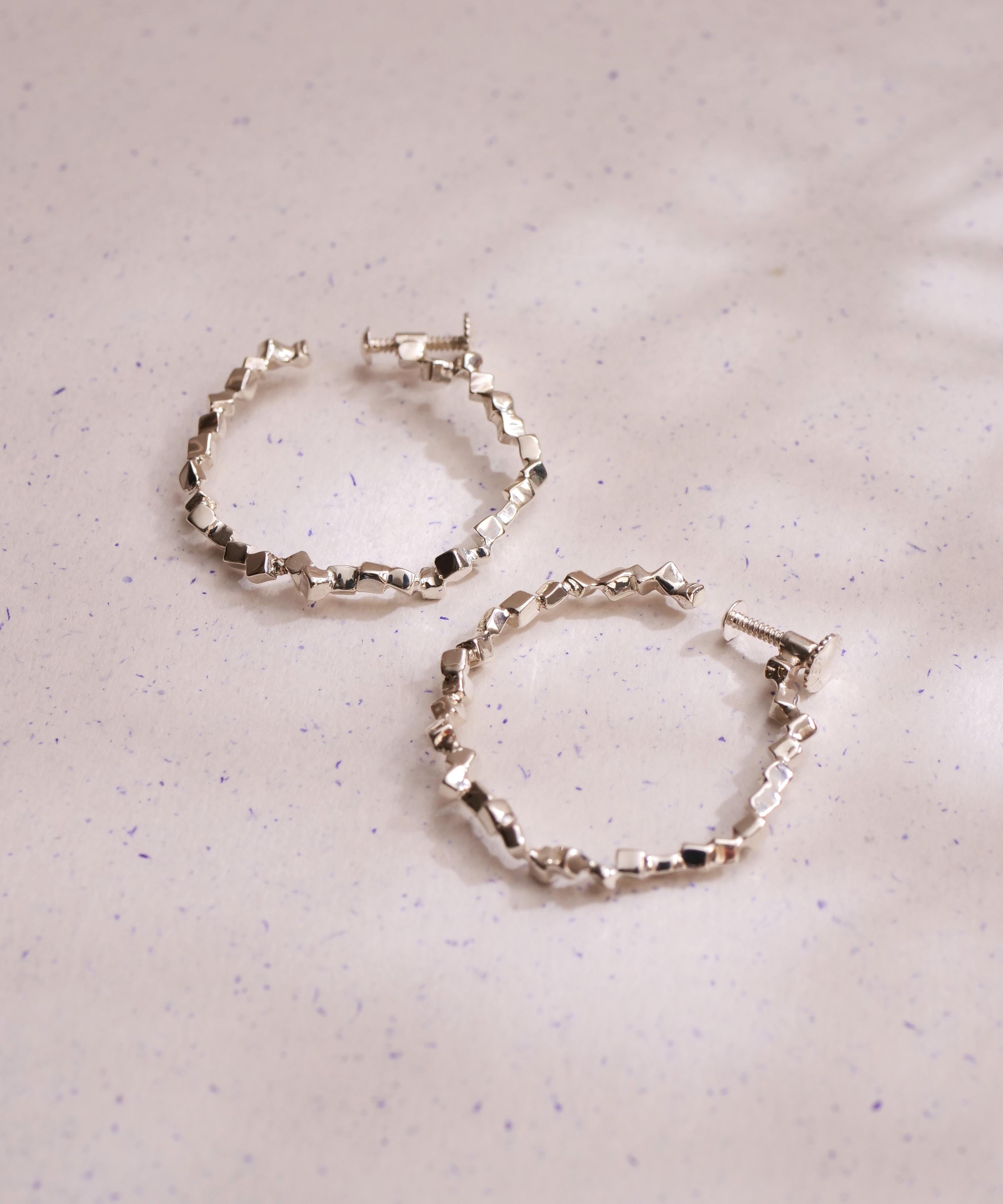 SV925 mini origami ring reversible earrings silver