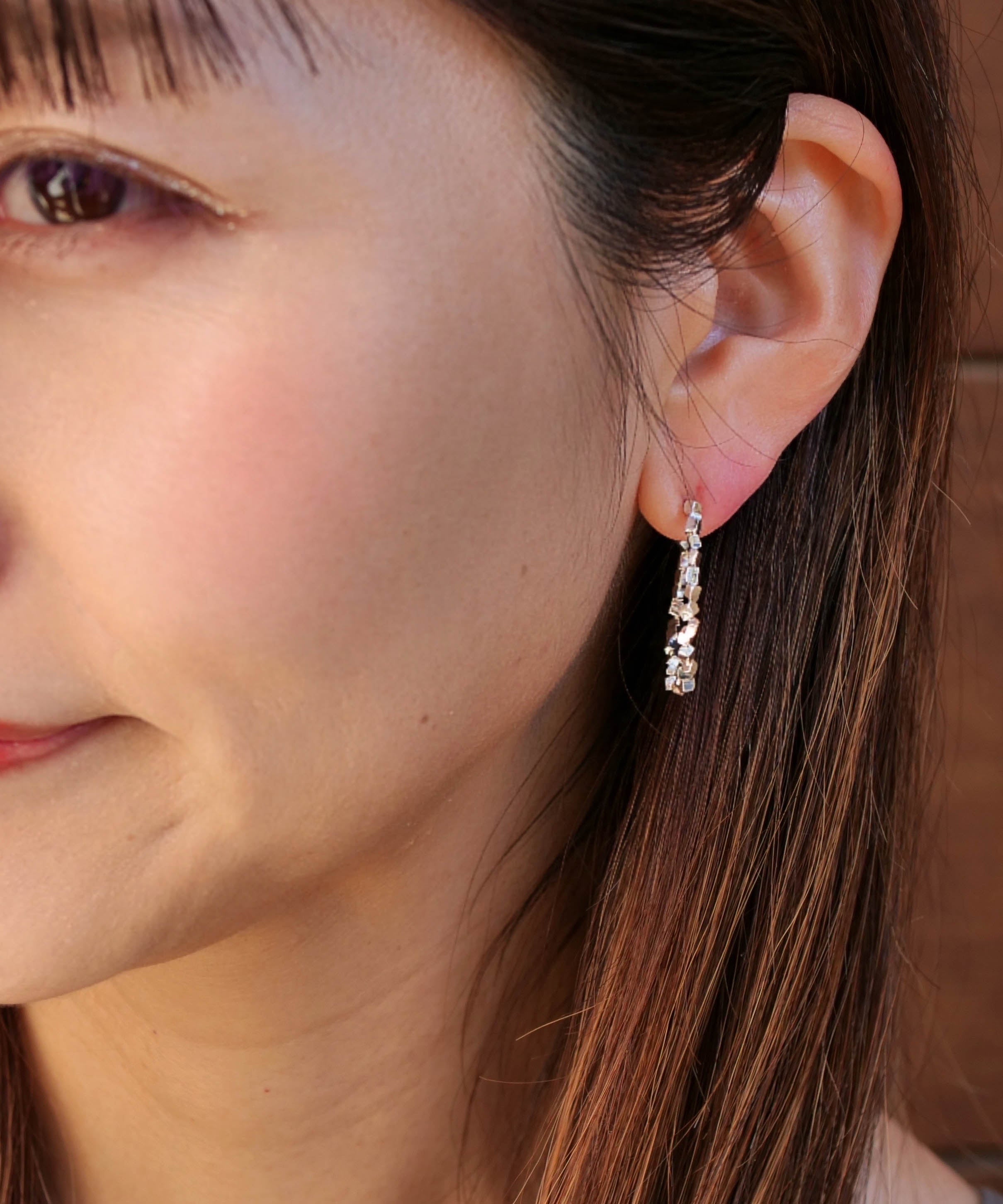 SV925 mini origami ring reversible earrings silver