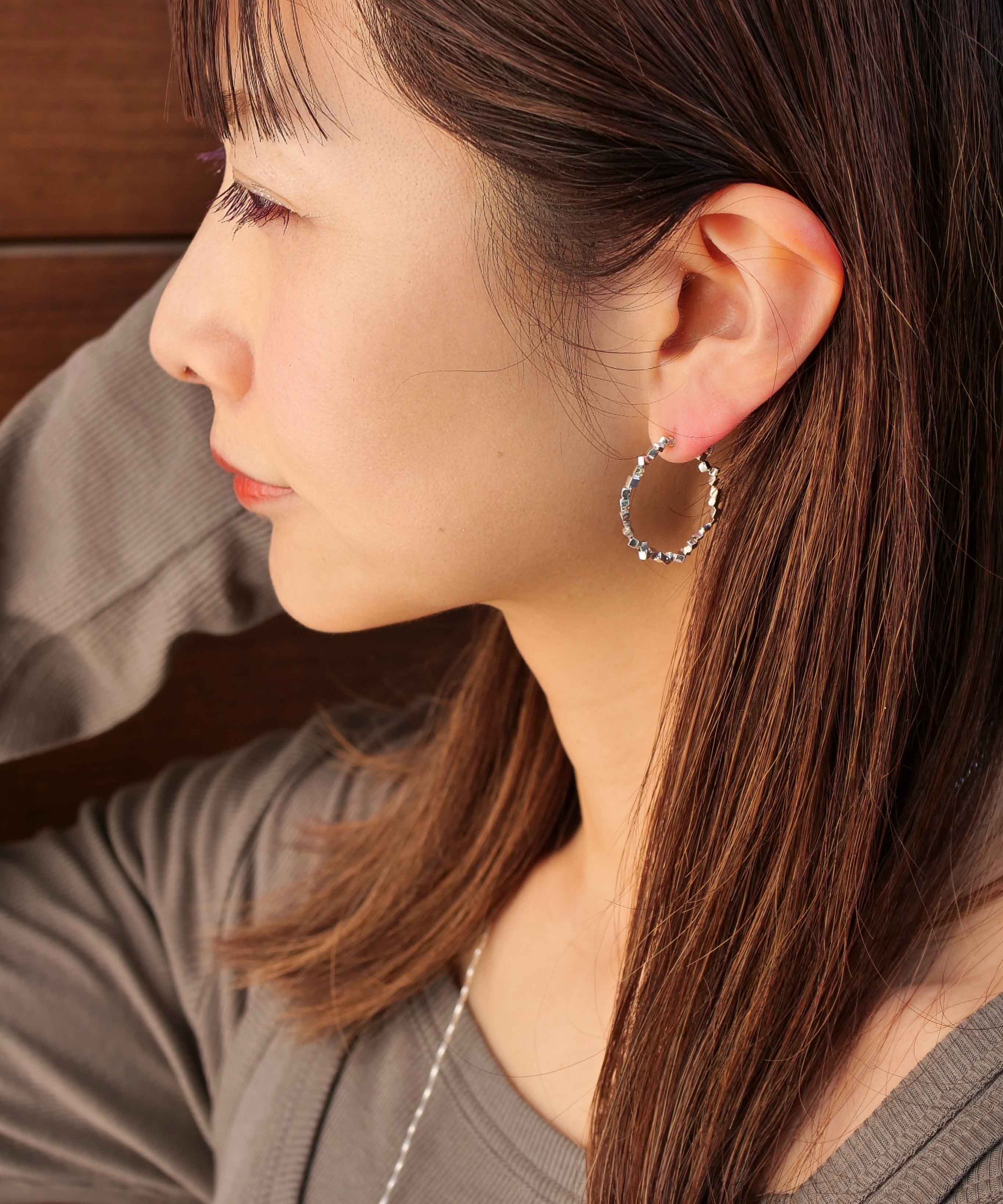 SV925 mini origami ring reversible earrings silver