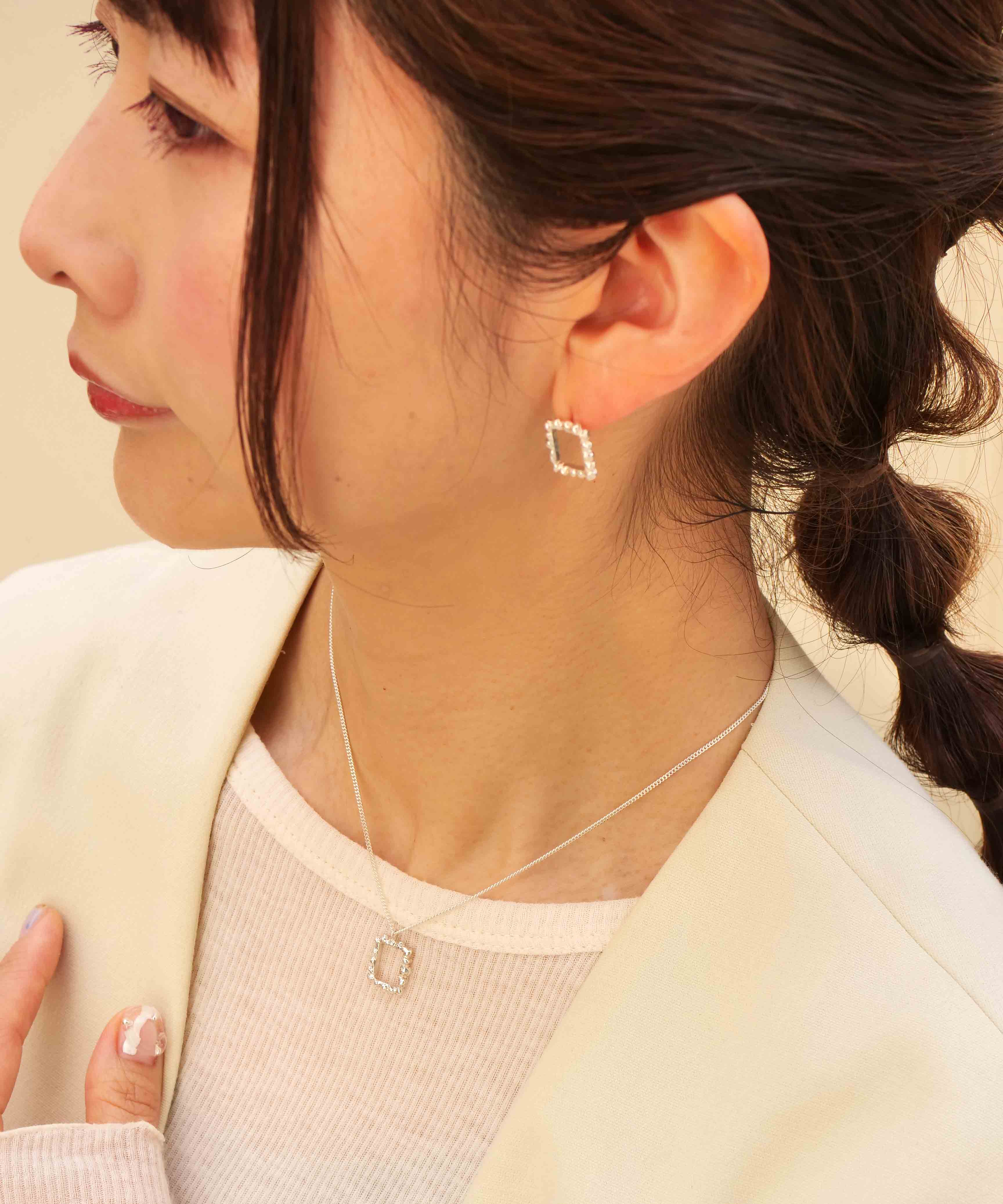 SV925おねんどツブツブスクエアネックレス シルバー